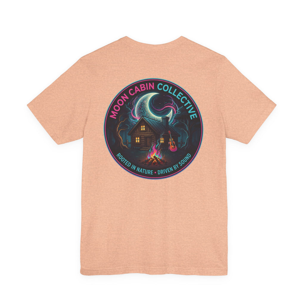 Moon Cabin Collective T-Shirt — Moonlit Cabin Graphic Tee ("Rooted in Nature • Driven by Sound")