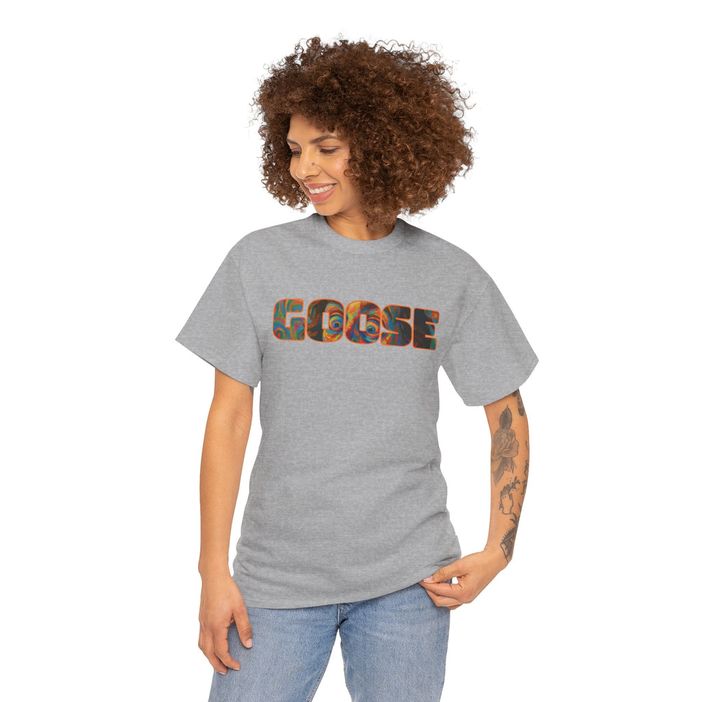 Goose Graphic Tee — Retro Camo Lettering Shirt