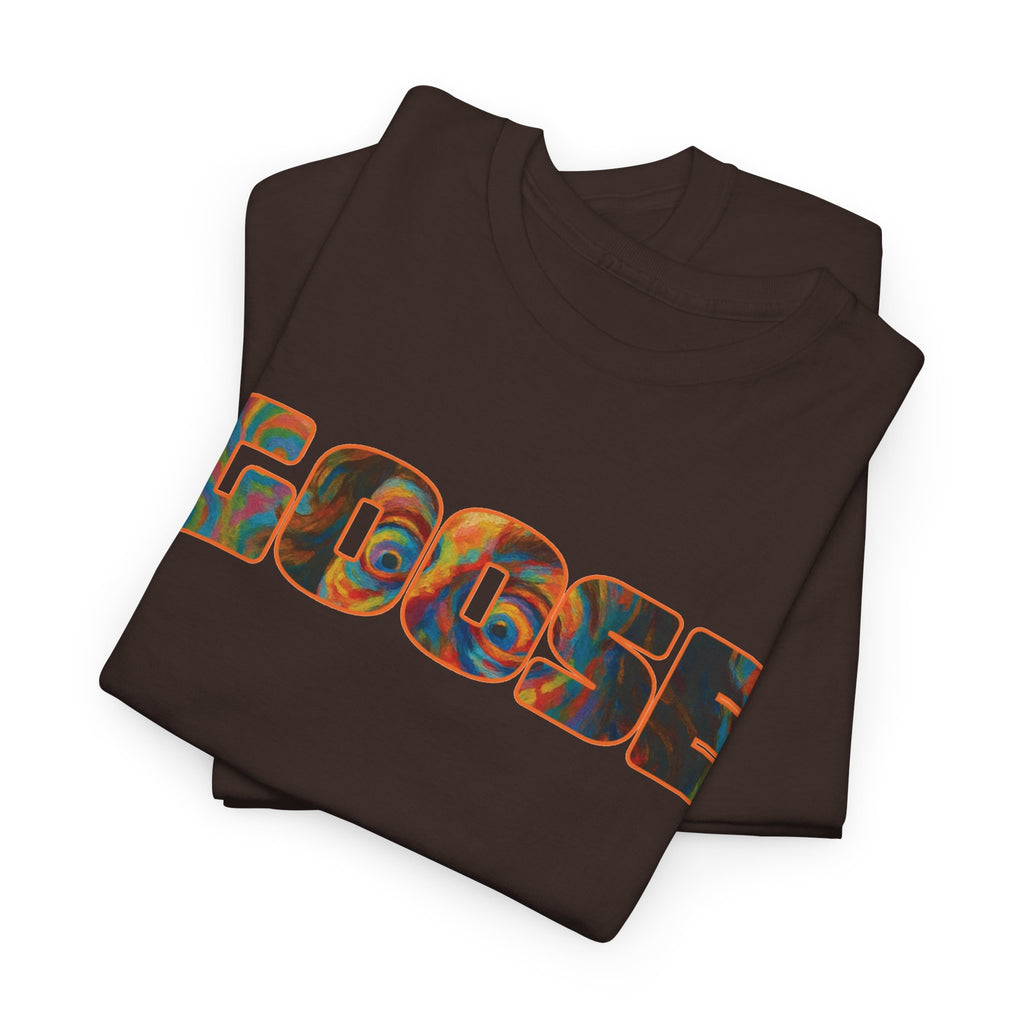 Goose Graphic Tee — Retro Camo Lettering Shirt