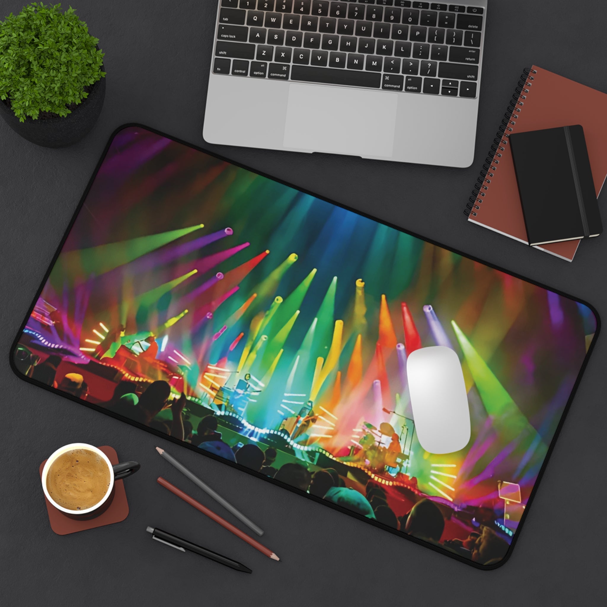 Concert Stage Lights Desk Mat — Colorful Music Festival Mouse Pad