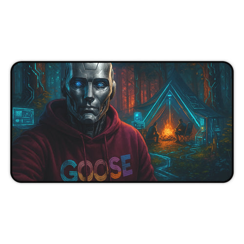Cyber Ranger Desk Mat — Robot Selfie at Campfire Gaming Mousepad
