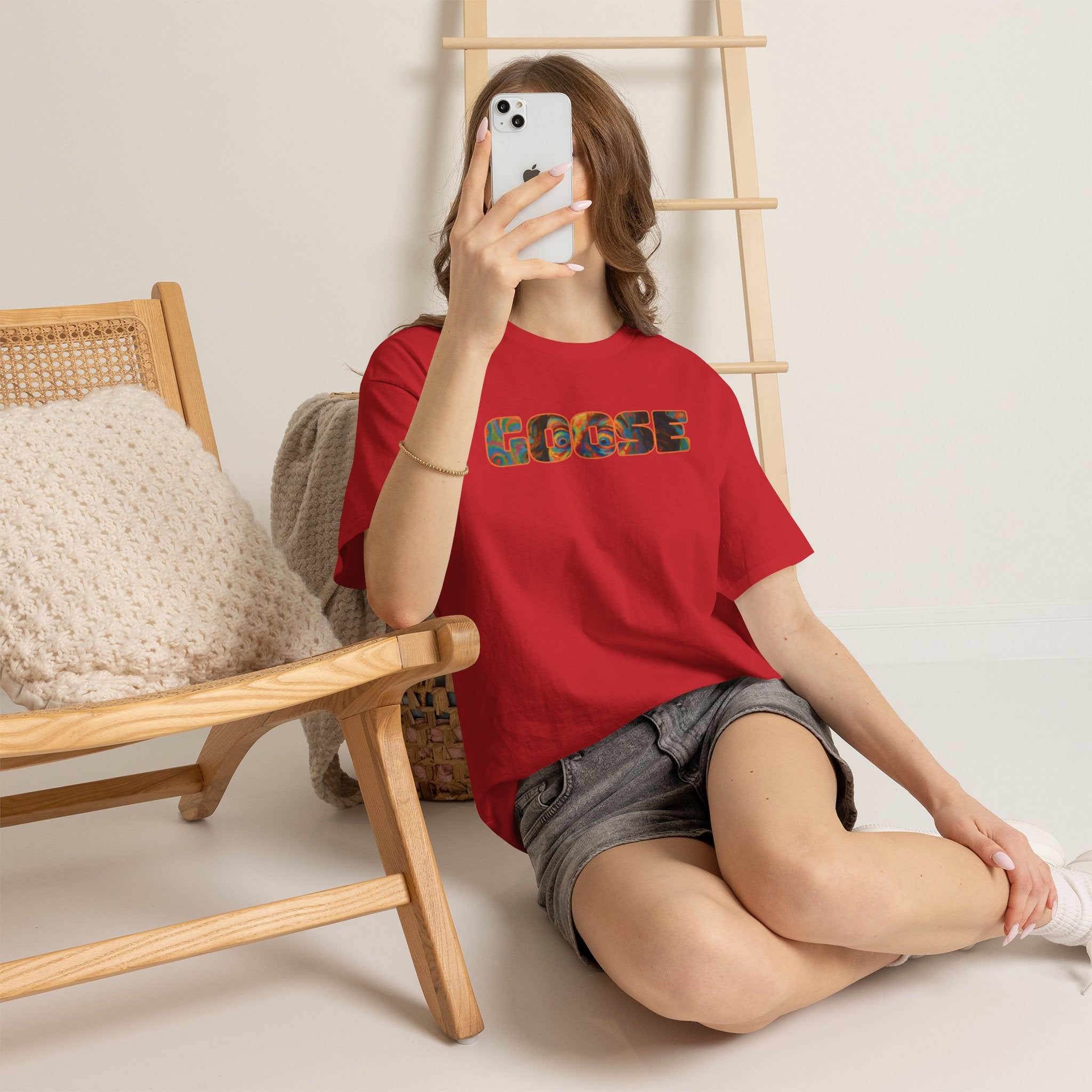 Goose Graphic Tee — Retro Camo Lettering Shirt