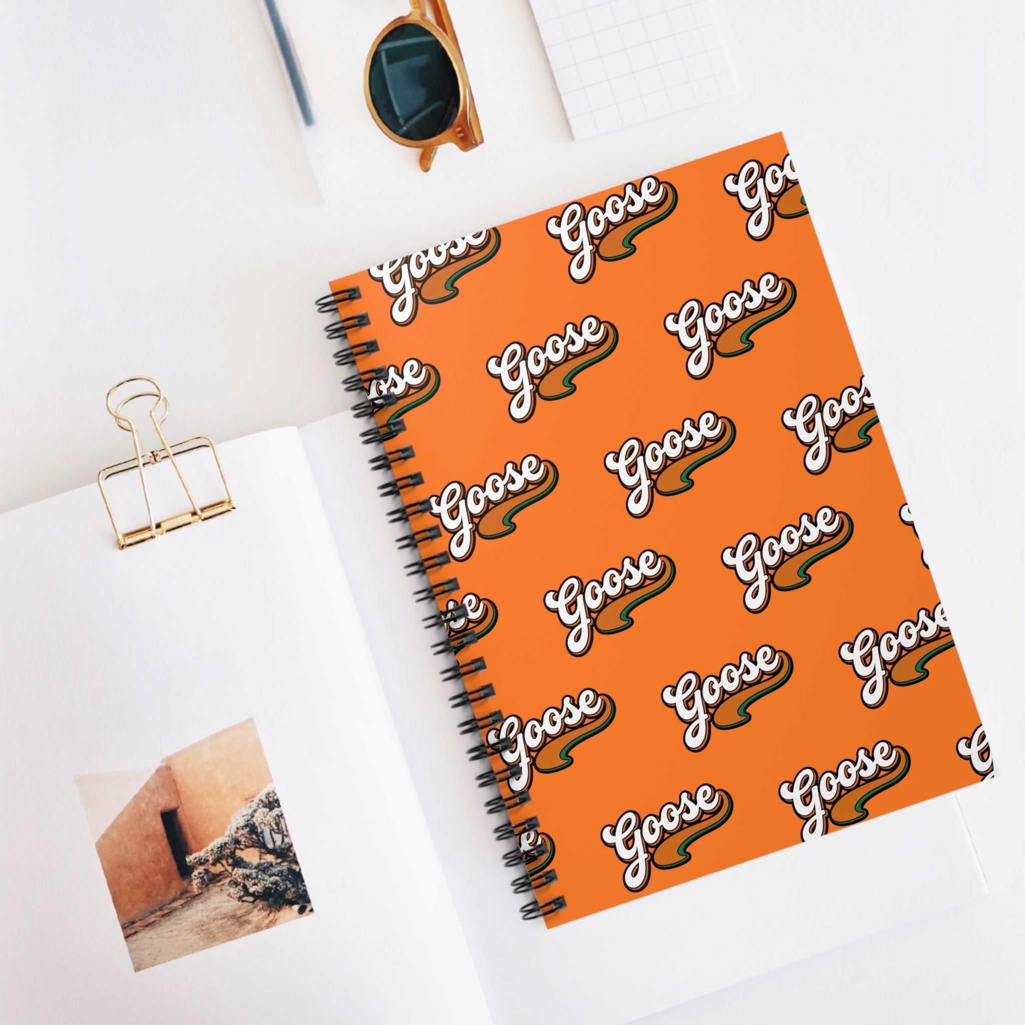 Goose Pattern Spiral Notebook — Orange Ruled Journal for School & Notes