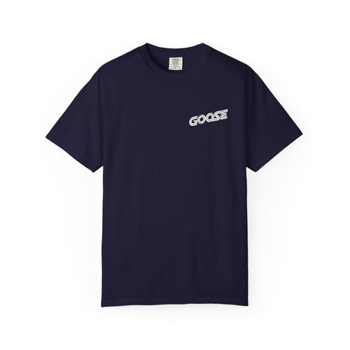 Big Modern Robot Graphic T-Shirt — "GOOSE" Chest Text, Retro Sci‑Fi Back Print