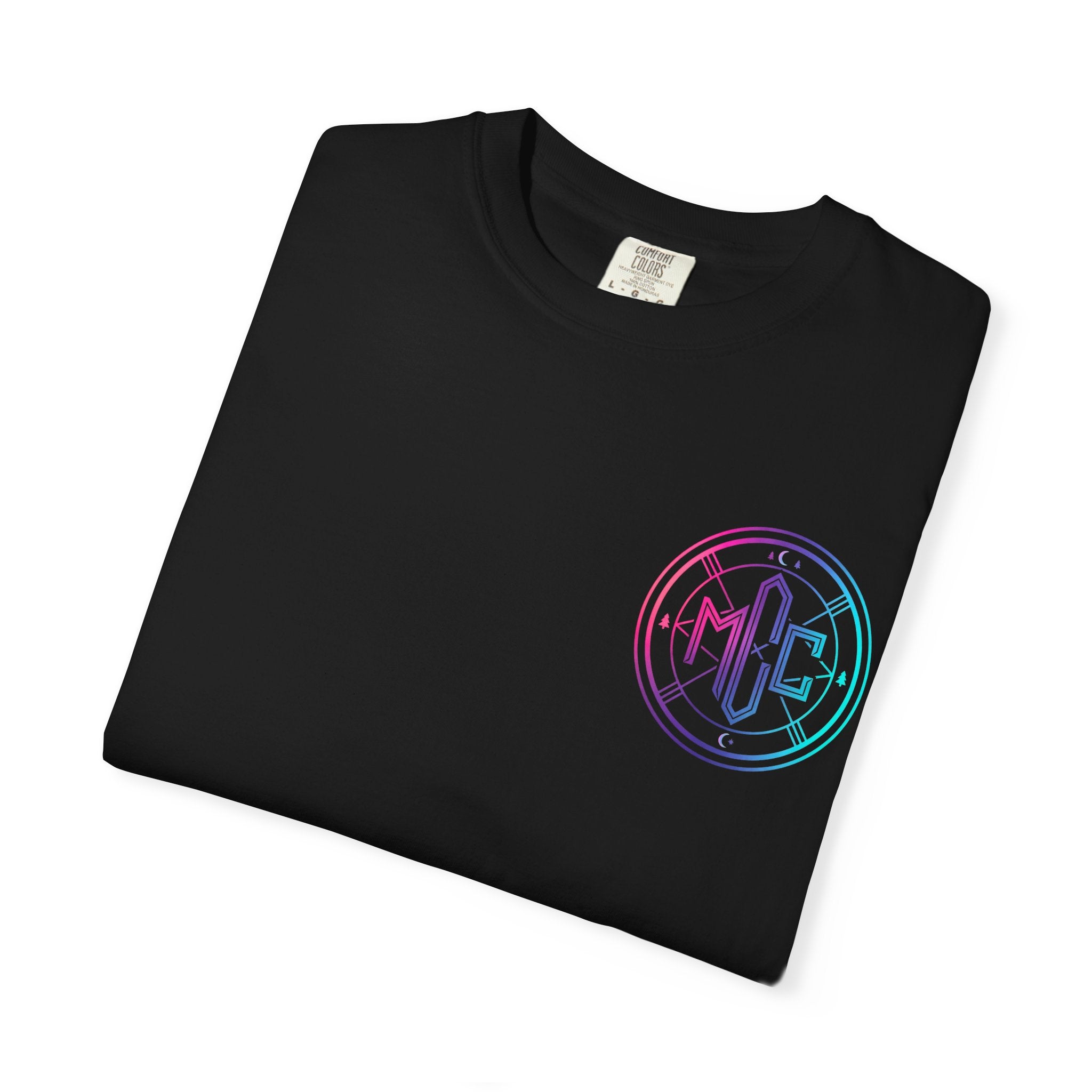 Moon Cabin Collective T-Shirt — Retro Cabin Night Campfire Graphic