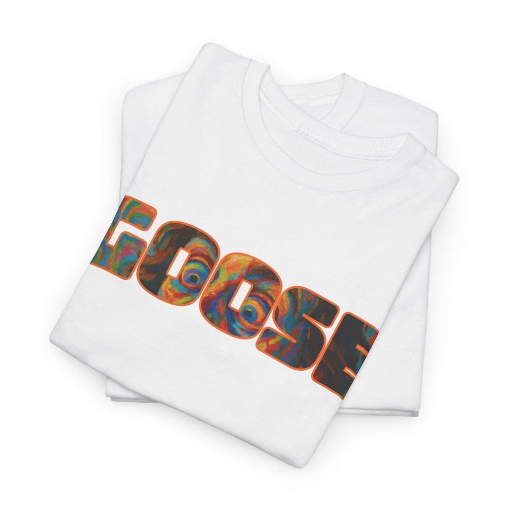 Goose Graphic Tee — Retro Camo Lettering Shirt