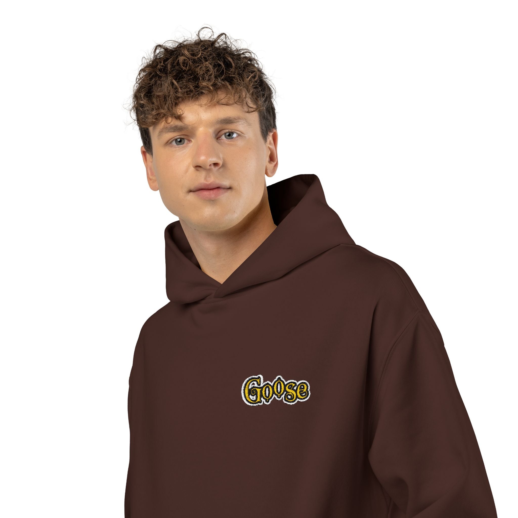 Goose Print Script Logo Hoodie | Logo Print Chest Design