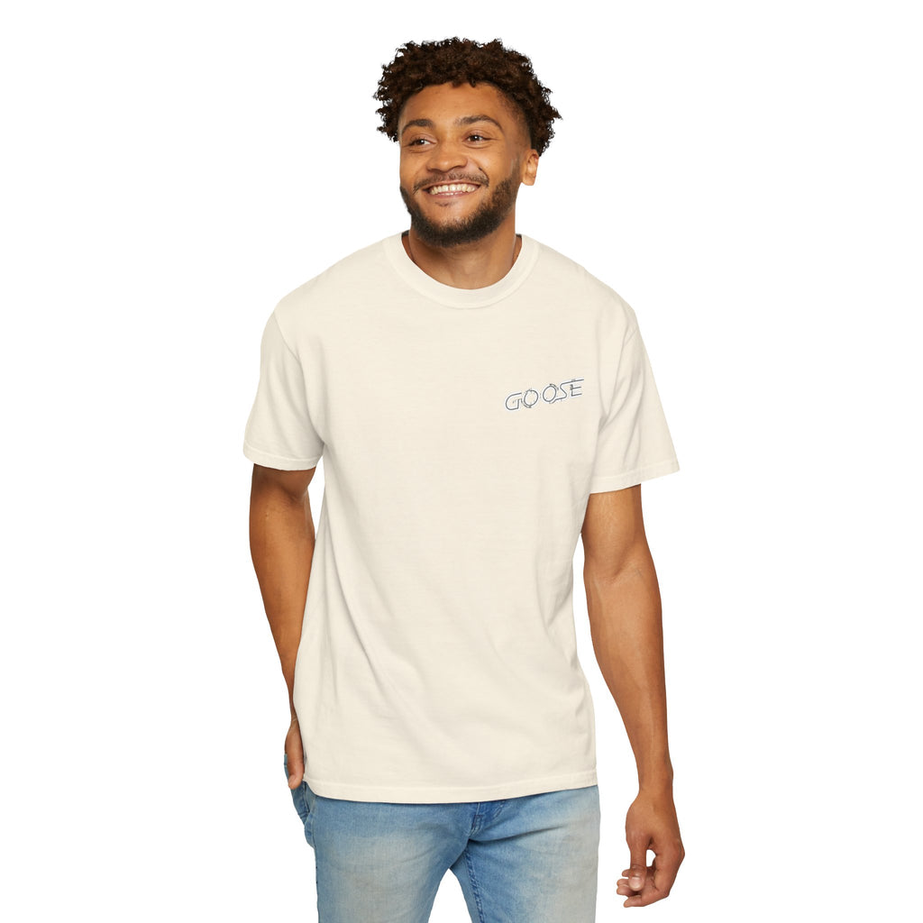 Big Modern Robot Graphic T-Shirt — "GOOSE" Chest Text, Retro Sci‑Fi Back Print