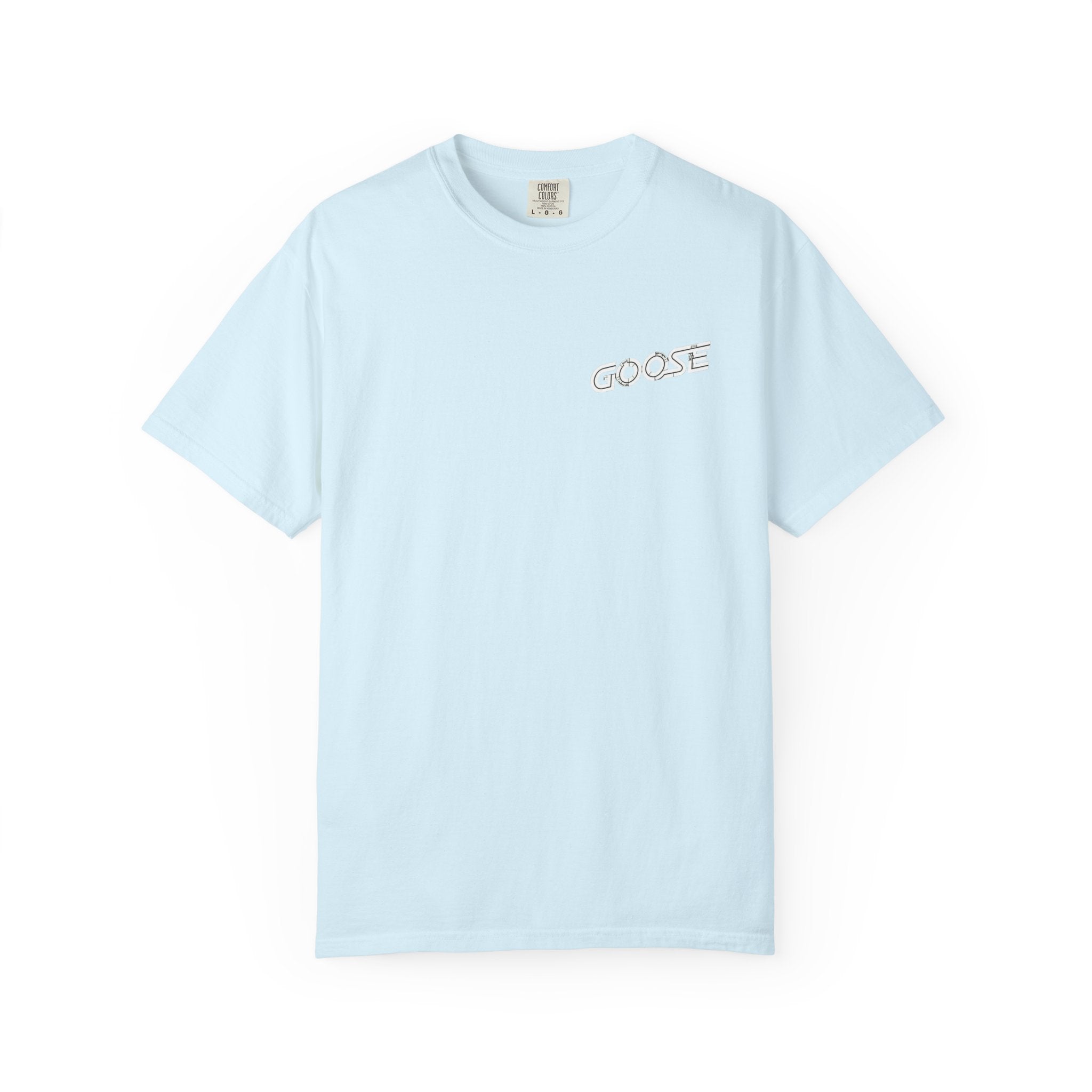 Big Modern Robot Graphic T-Shirt — "GOOSE" Chest Text, Retro Sci‑Fi Back Print