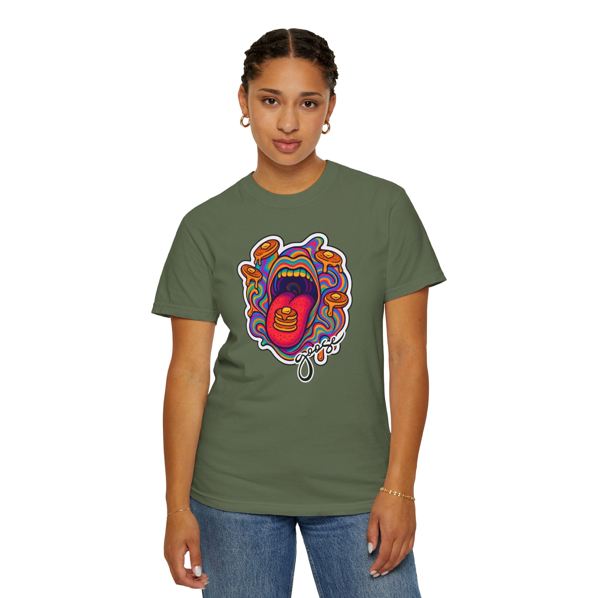 Pancake Mouth T-Shirt — Retro Psychedelic Breakfast Graphic Tee