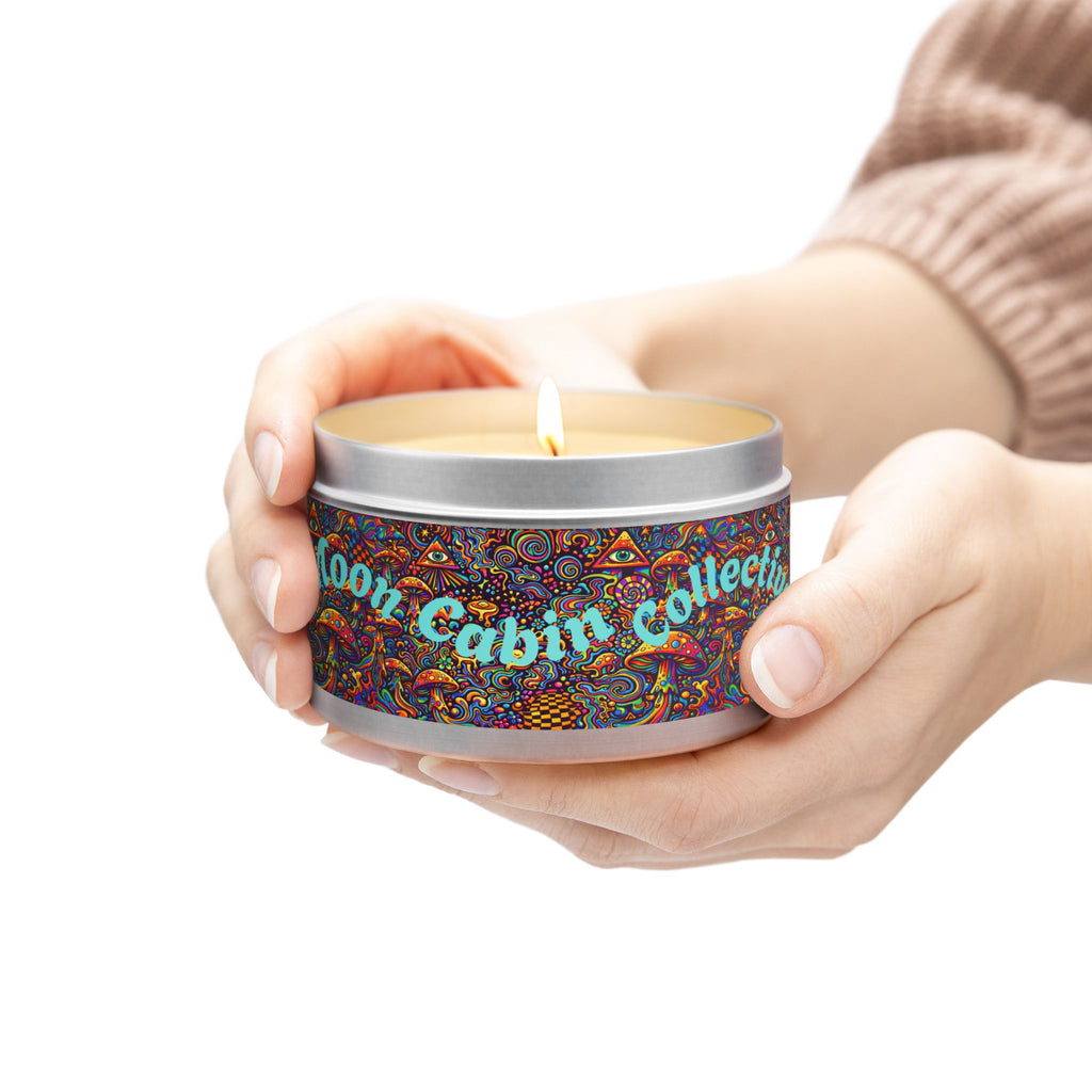 Moon Cabin Collection Tin Candle – Psychedelic Mushroom Scented Tin
