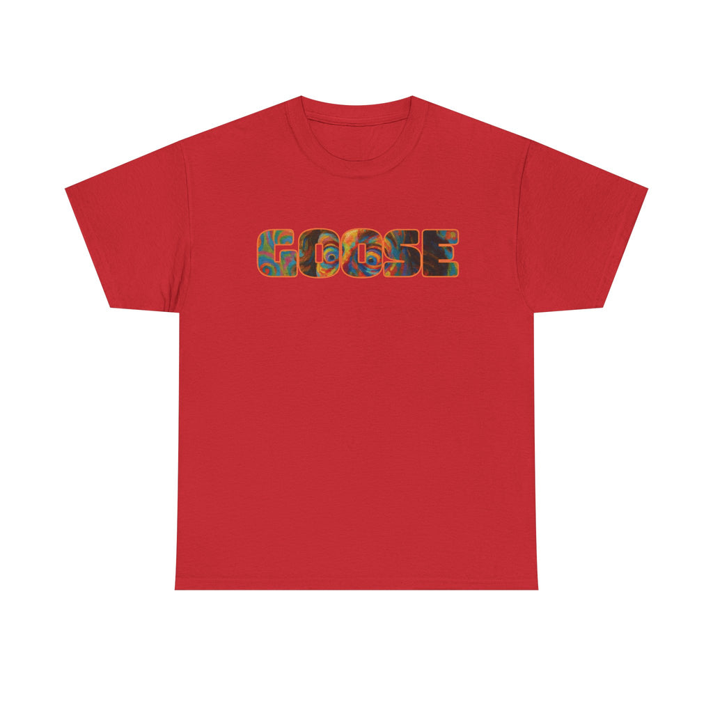 Goose Graphic Tee — Retro Camo Lettering Shirt
