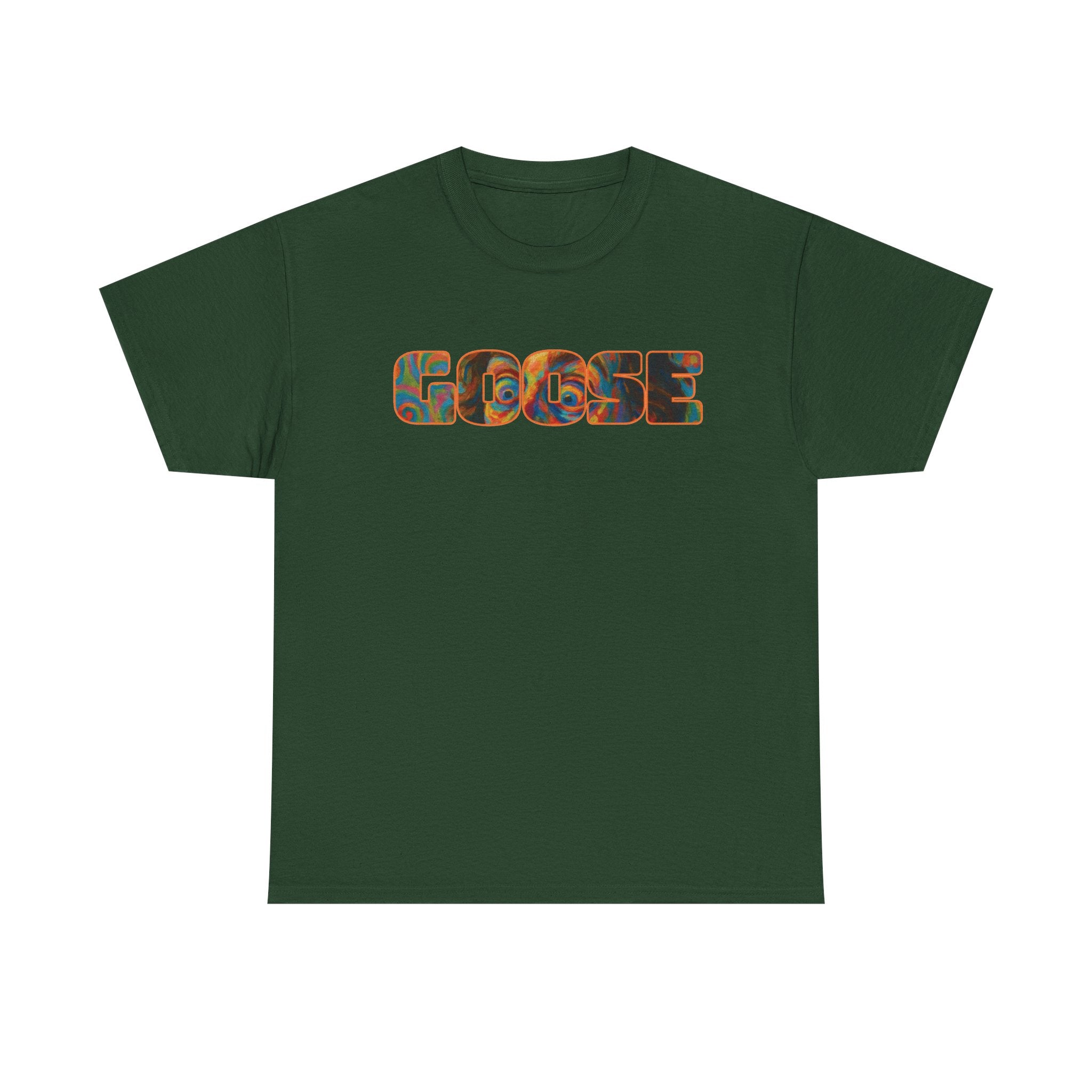 Goose Graphic Tee — Retro Camo Lettering Shirt