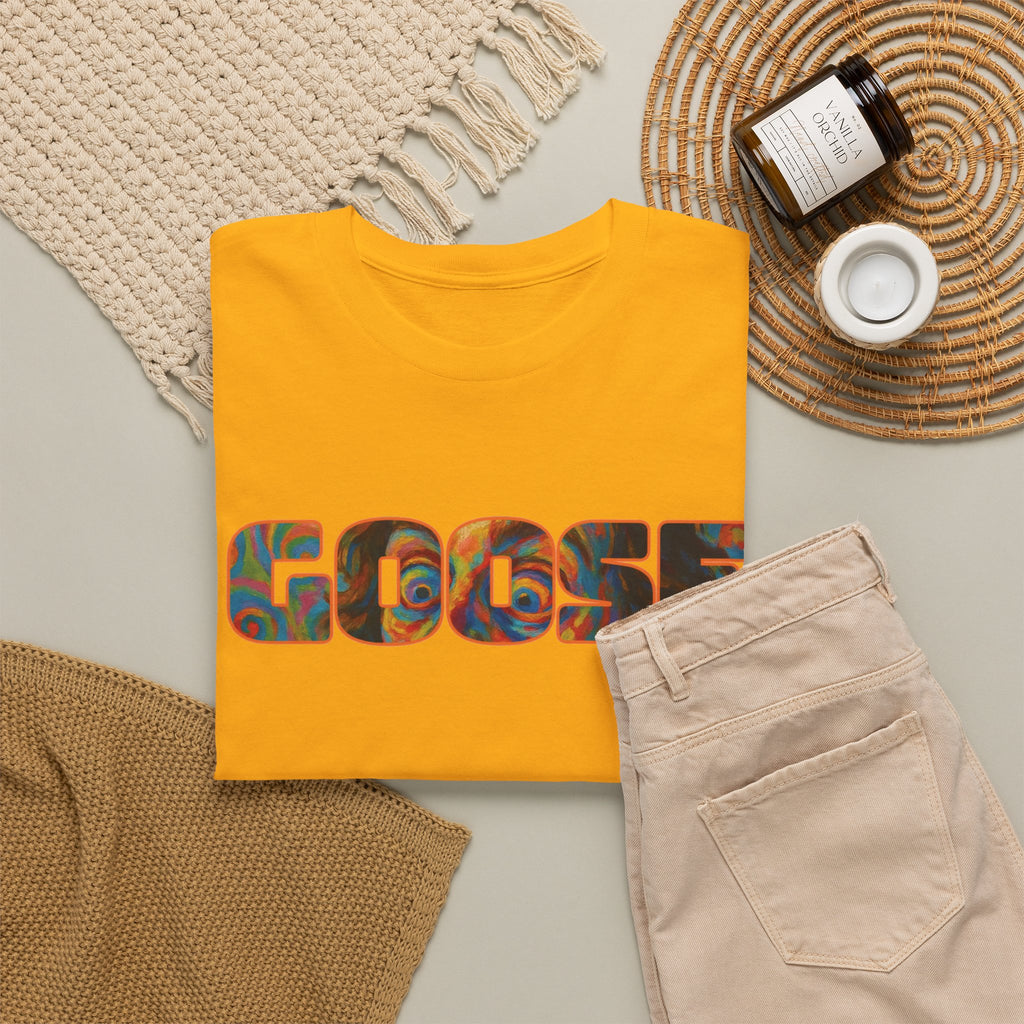 Goose Graphic Tee — Retro Camo Lettering Shirt