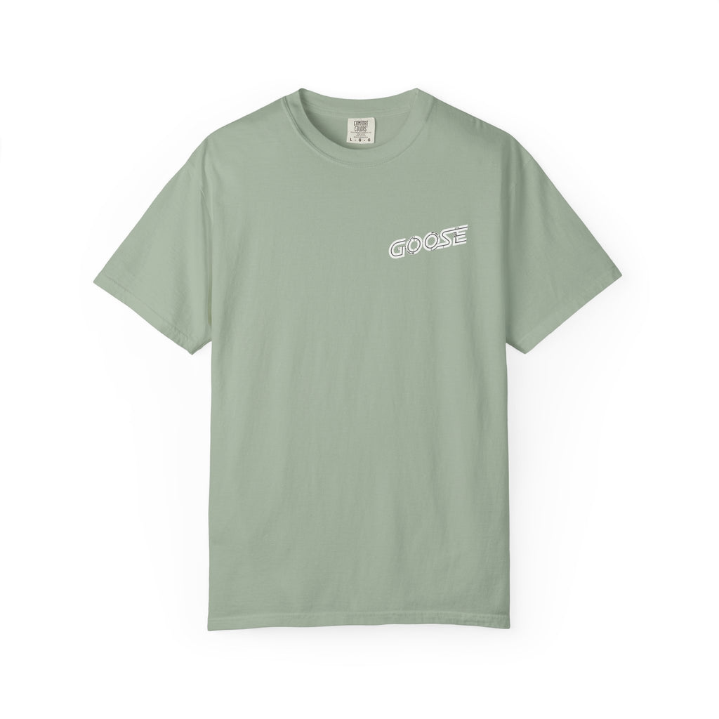 Big Modern Robot Graphic T-Shirt — "GOOSE" Chest Text, Retro Sci‑Fi Back Print