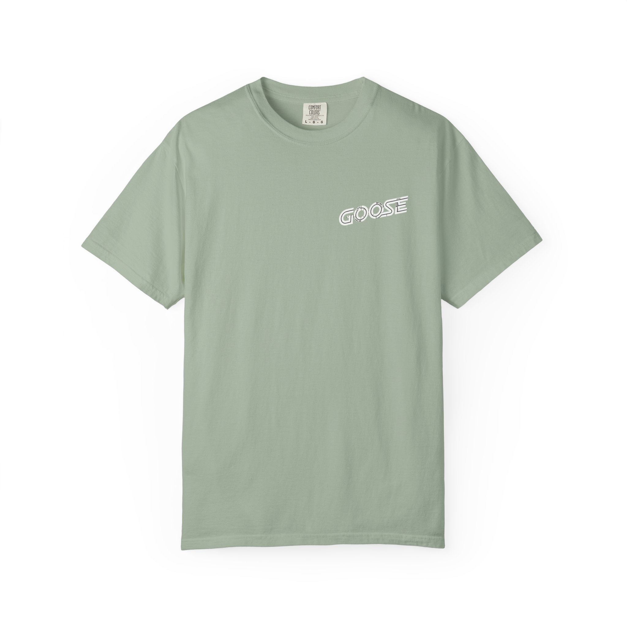 Big Modern Robot Graphic T-Shirt — "GOOSE" Chest Text, Retro Sci‑Fi Back Print