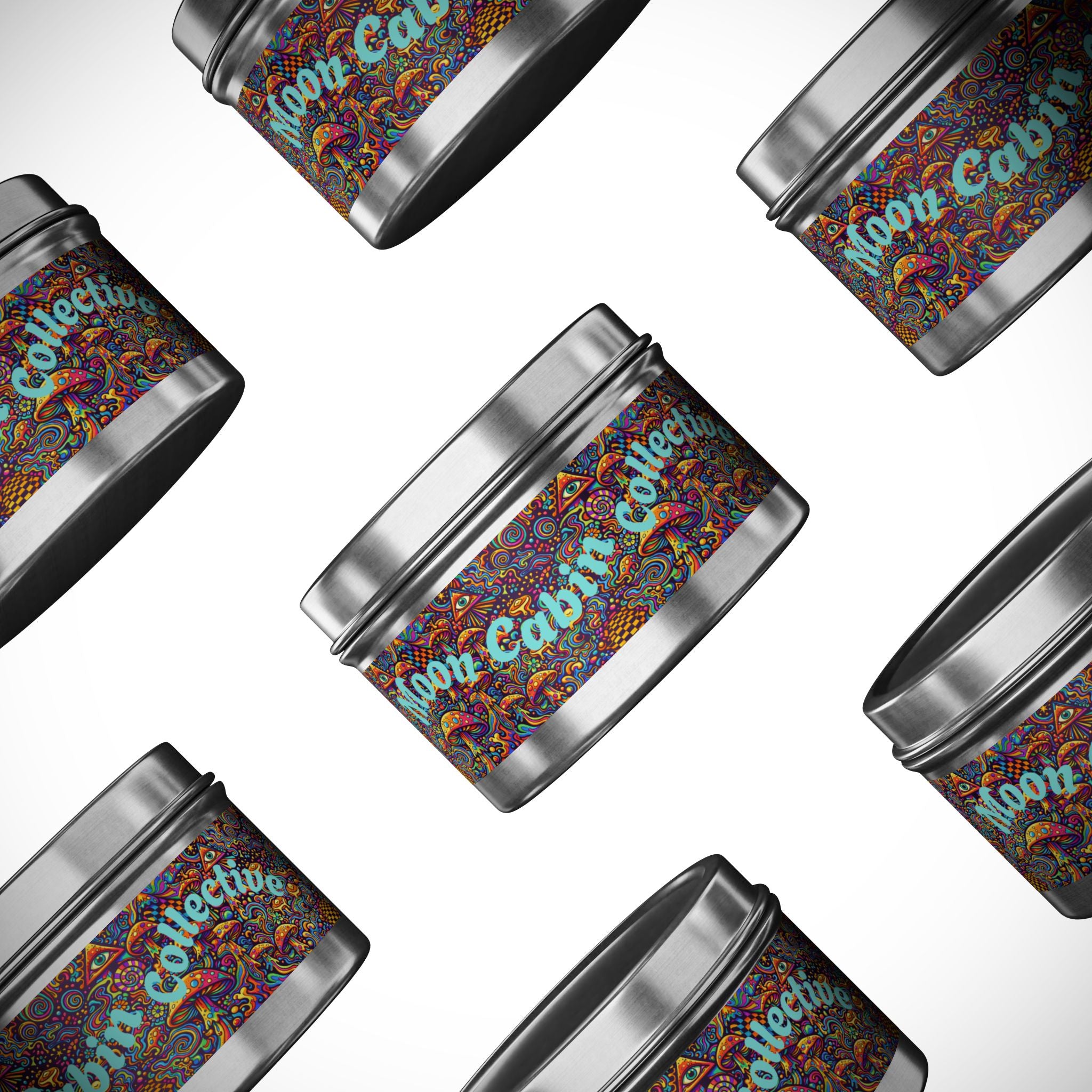 Moon Cabin Collection Tin Candle – Psychedelic Mushroom Scented Tin