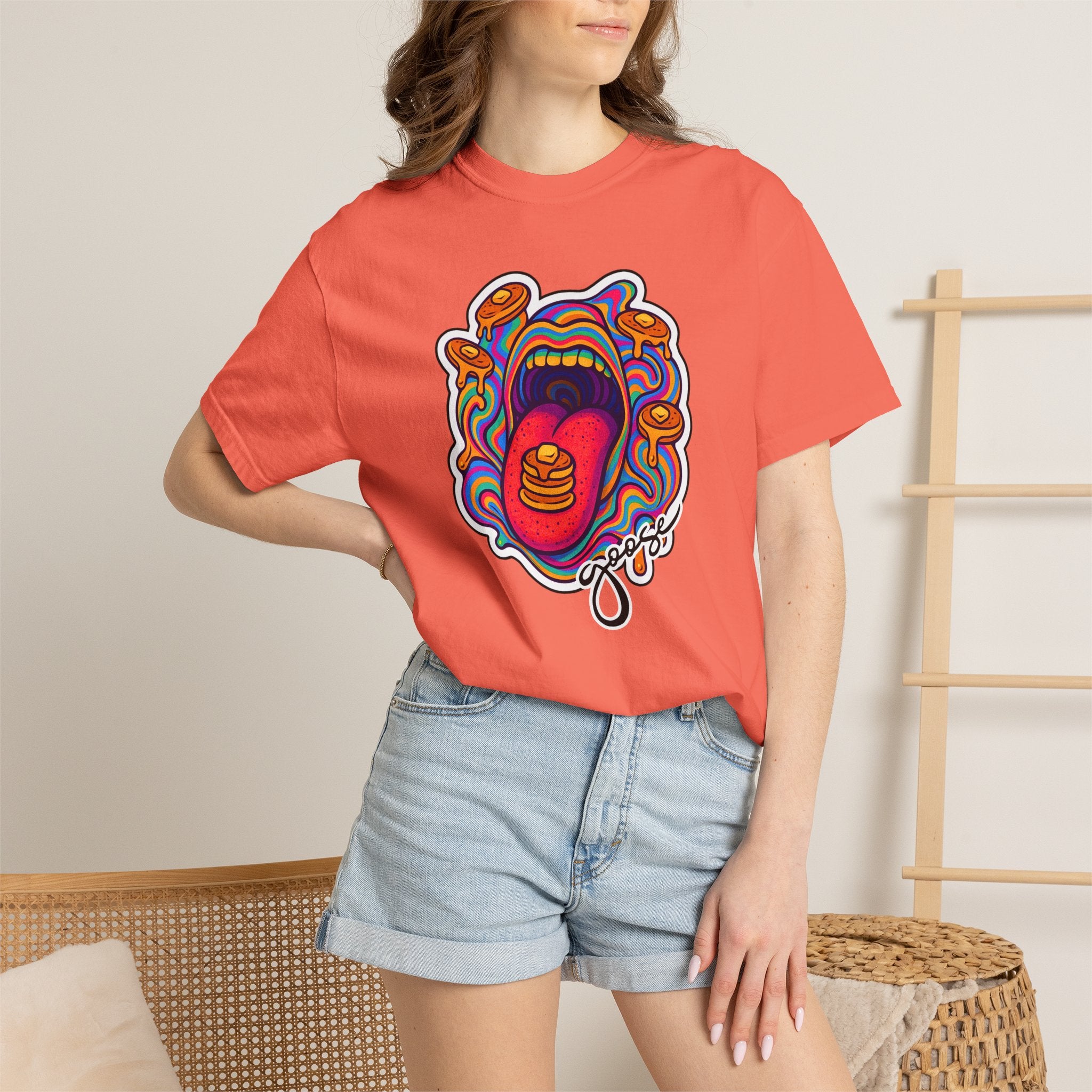 Pancake Mouth T-Shirt — Retro Psychedelic Breakfast Graphic Tee