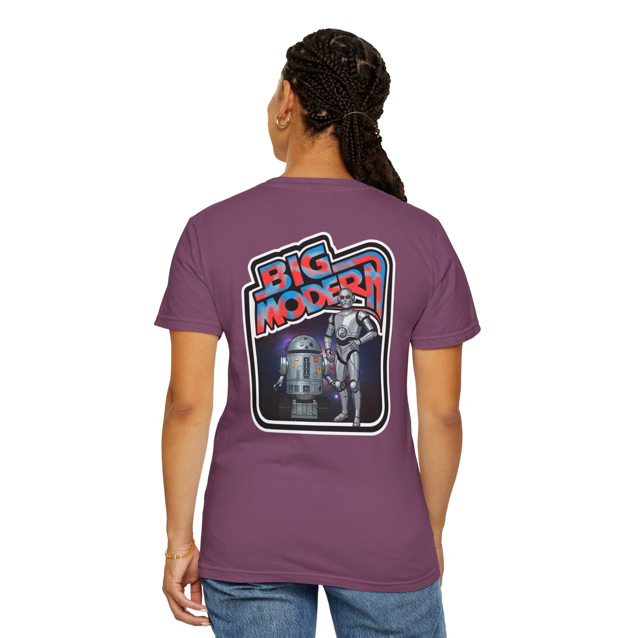 Big Modern Robot Graphic T-Shirt — "GOOSE" Chest Text, Retro Sci‑Fi Back Print