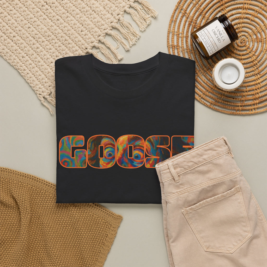 Goose Graphic Tee — Retro Camo Lettering Shirt