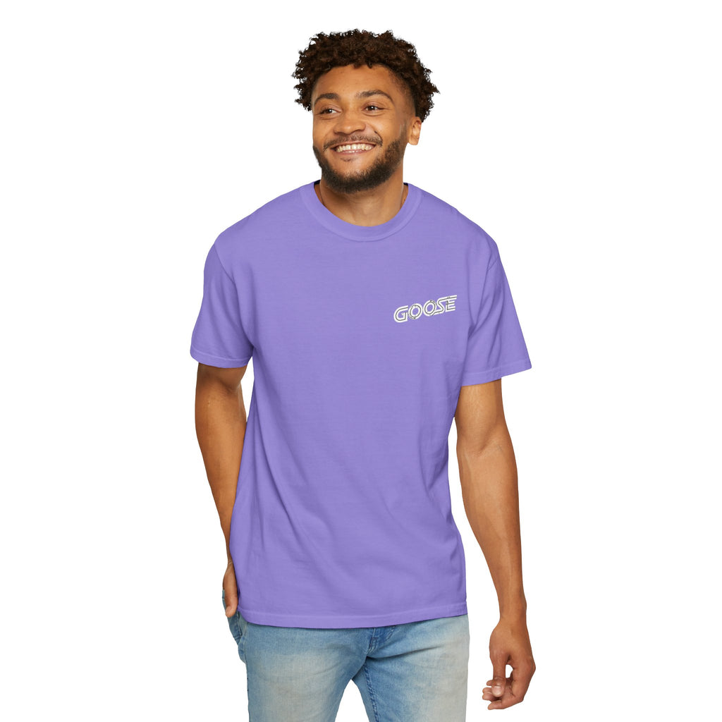 Big Modern Robot Graphic T-Shirt — "GOOSE" Chest Text, Retro Sci‑Fi Back Print