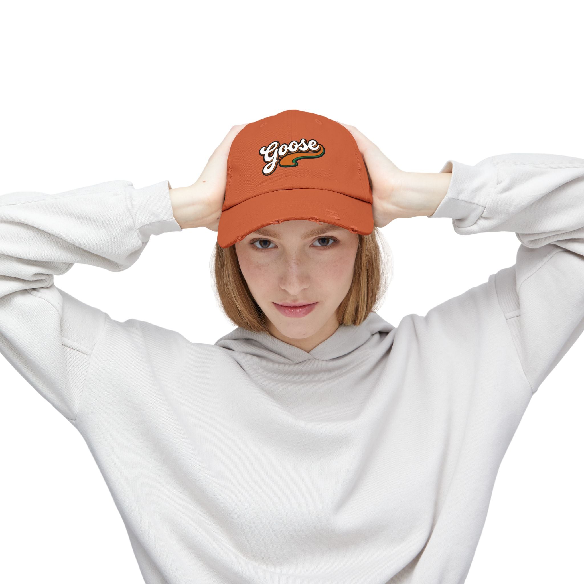 Goose Vintage Script Cap — Distressed Baseball Hat