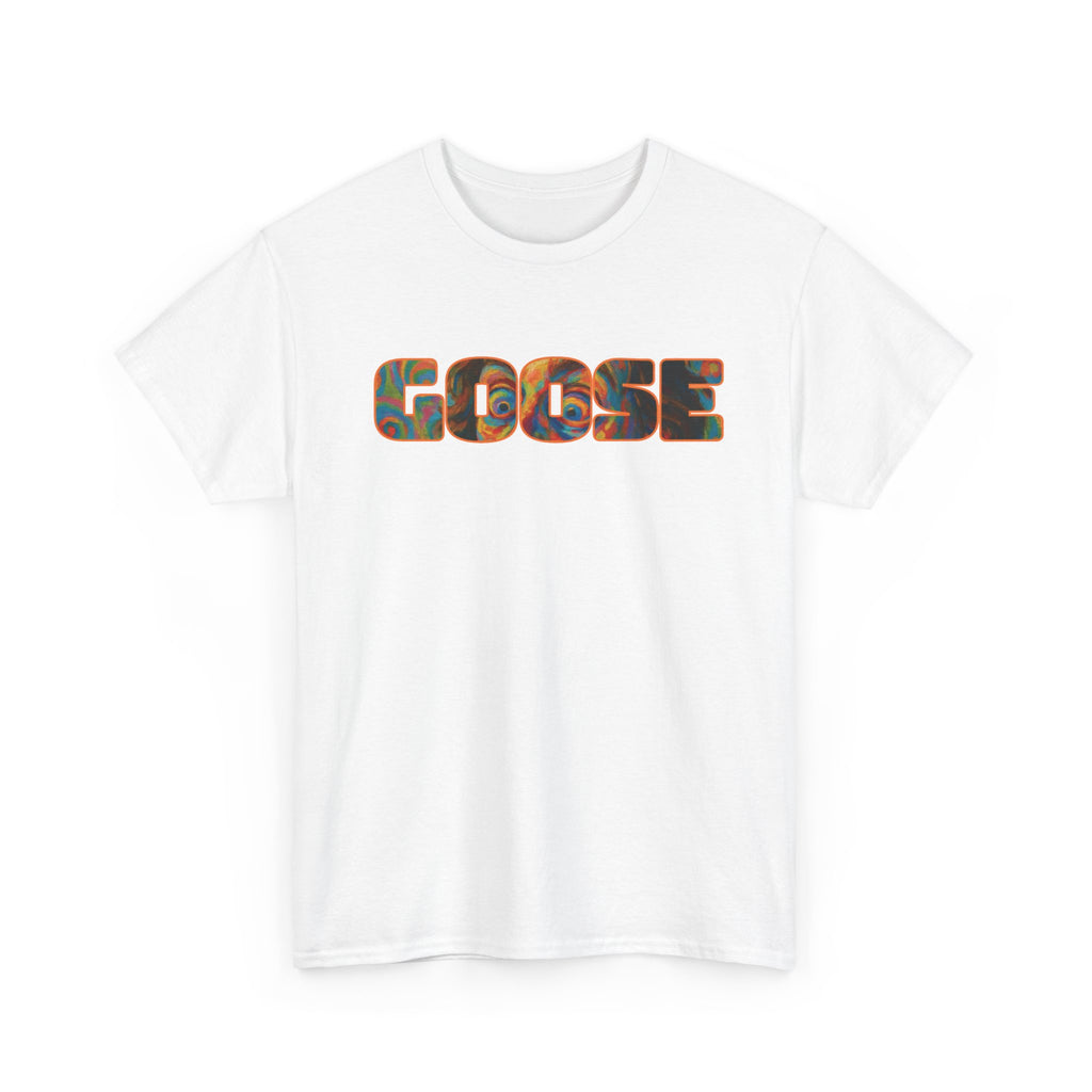 Goose Graphic Tee — Retro Camo Lettering Shirt