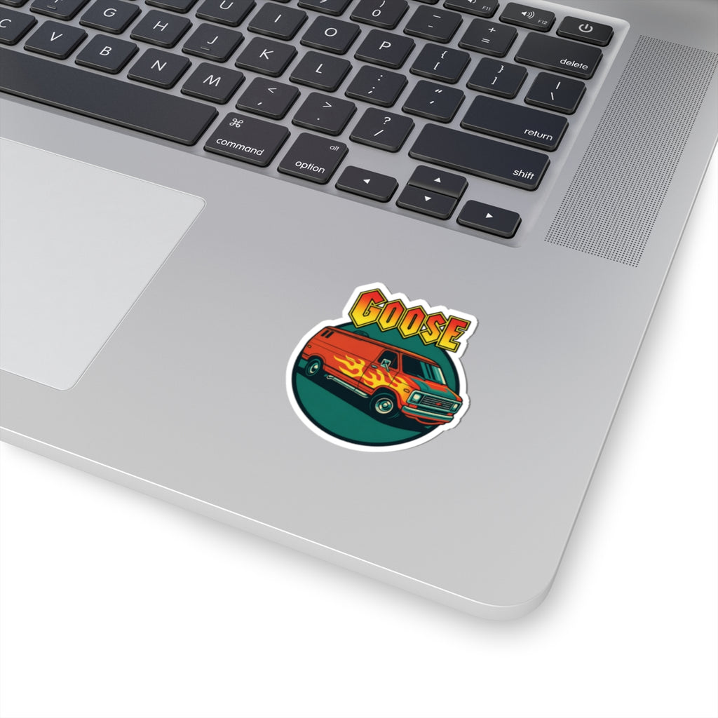 Goose Flame Van Sticker — Retro Kiss-Cut Vinyl Decal