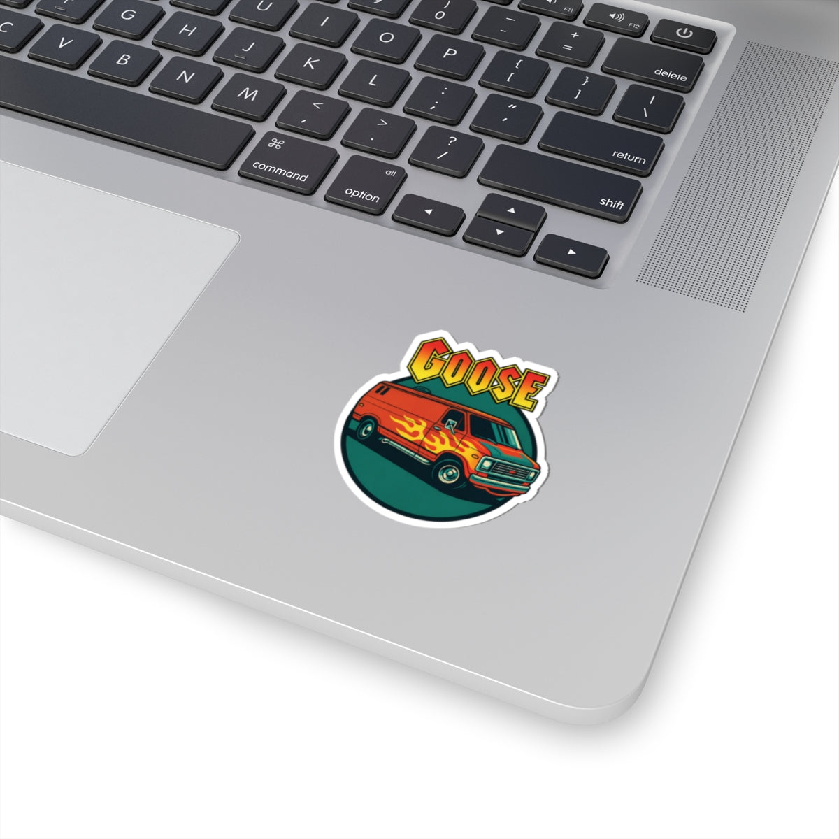 Goose Flame Van Sticker — Retro Kiss-Cut Vinyl Decal