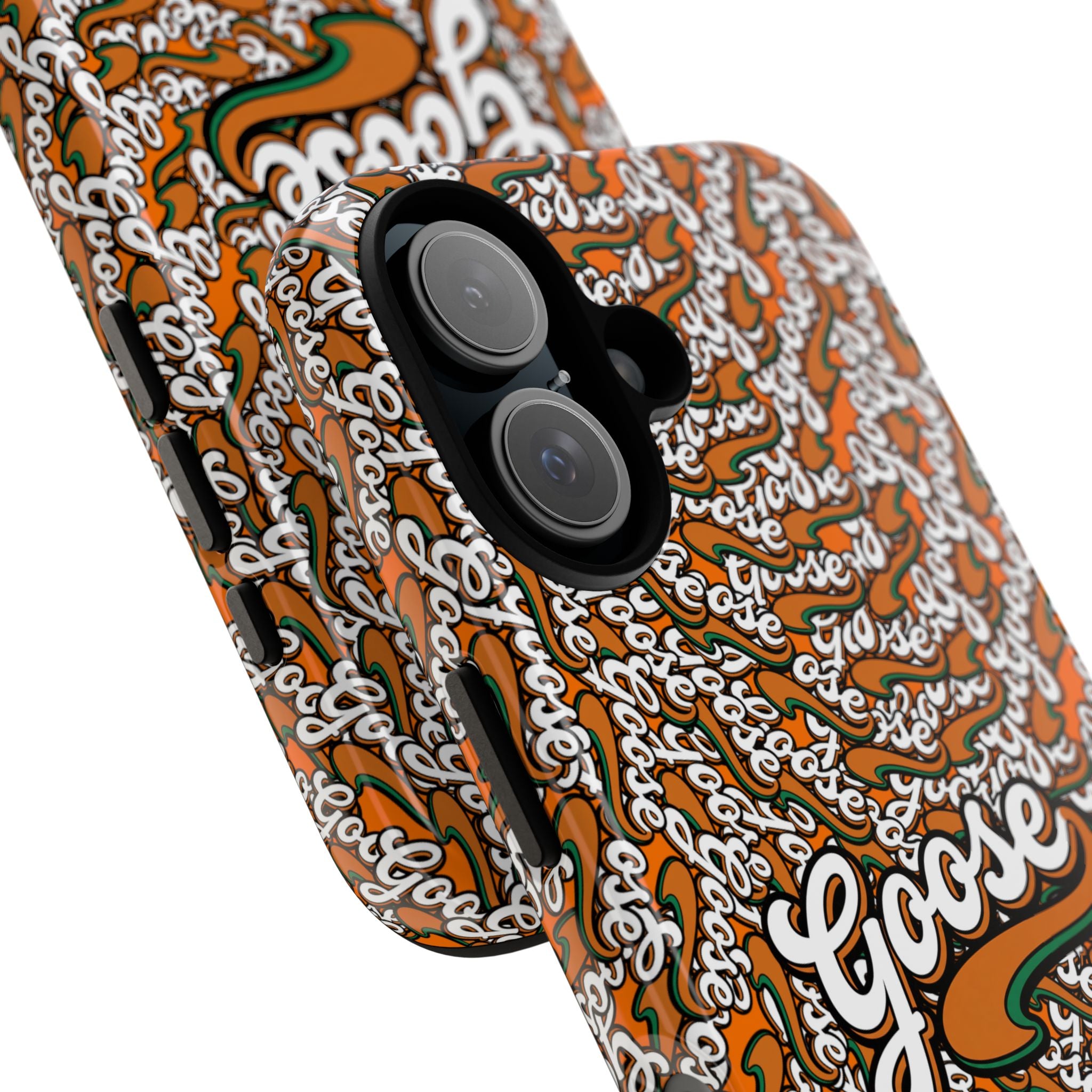 Goose Pattern Phone Case — Retro Script Graphic Protective Cover