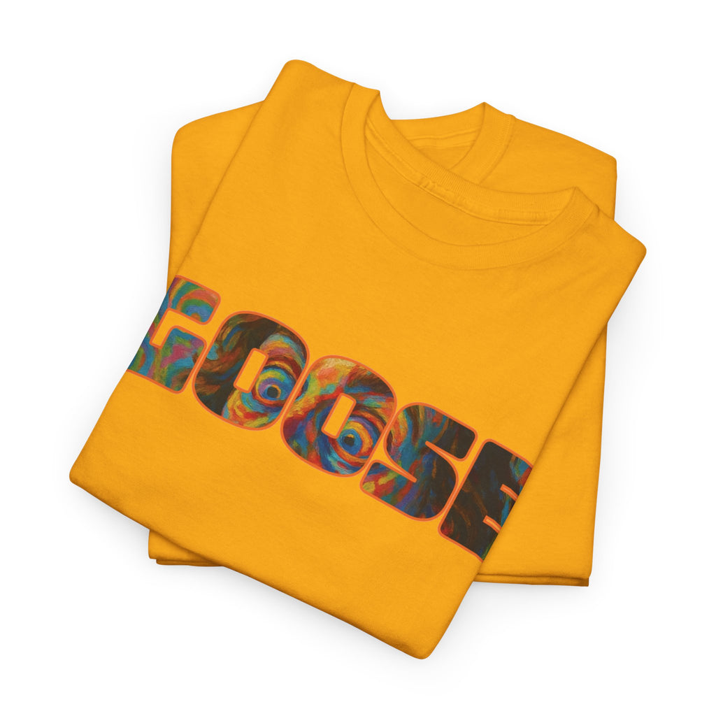 Goose Graphic Tee — Retro Camo Lettering Shirt