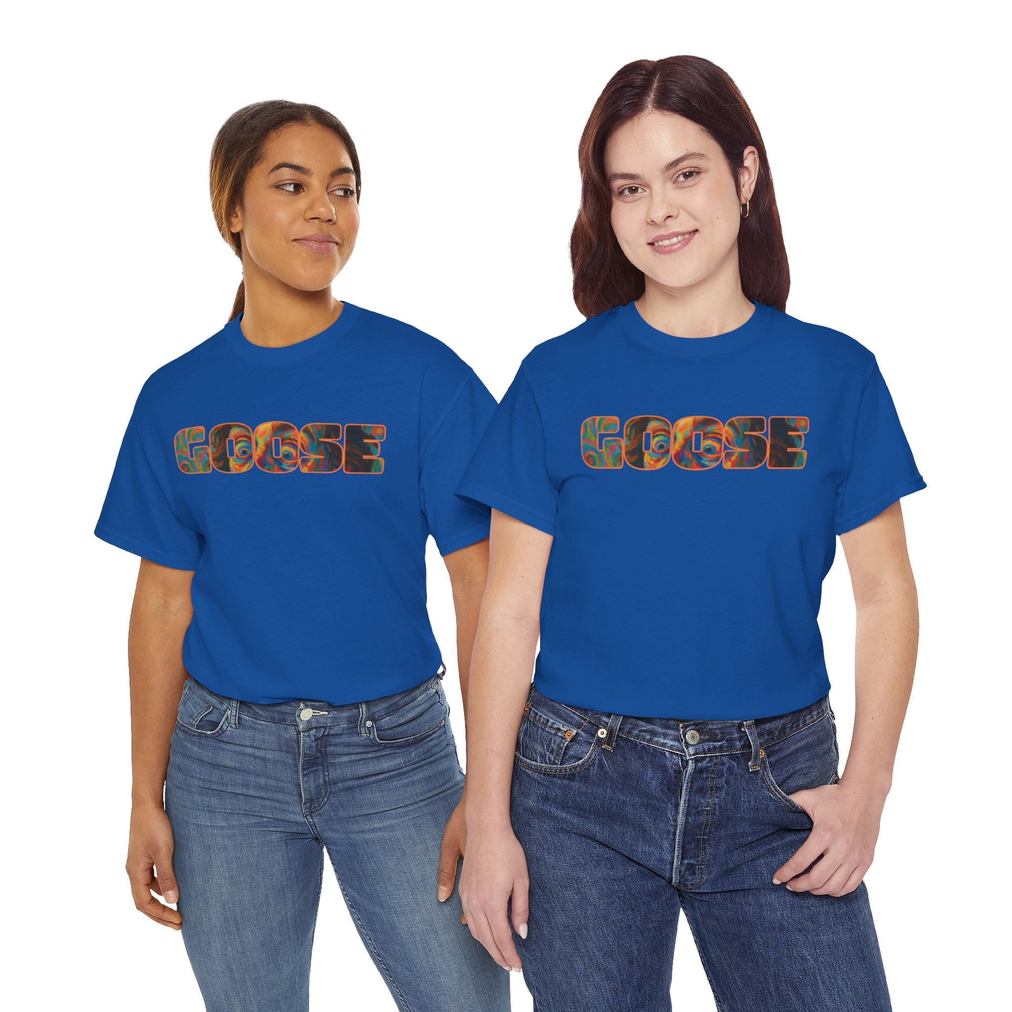 Goose Graphic Tee — Retro Camo Lettering Shirt