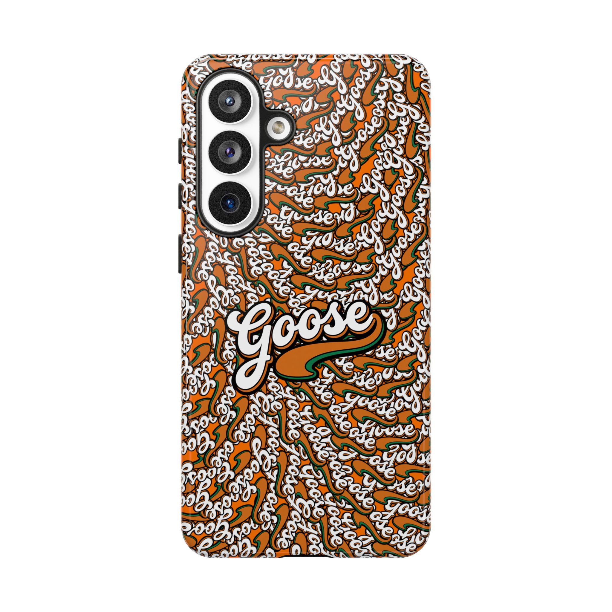Goose Pattern Phone Case — Retro Script Graphic Protective Cover