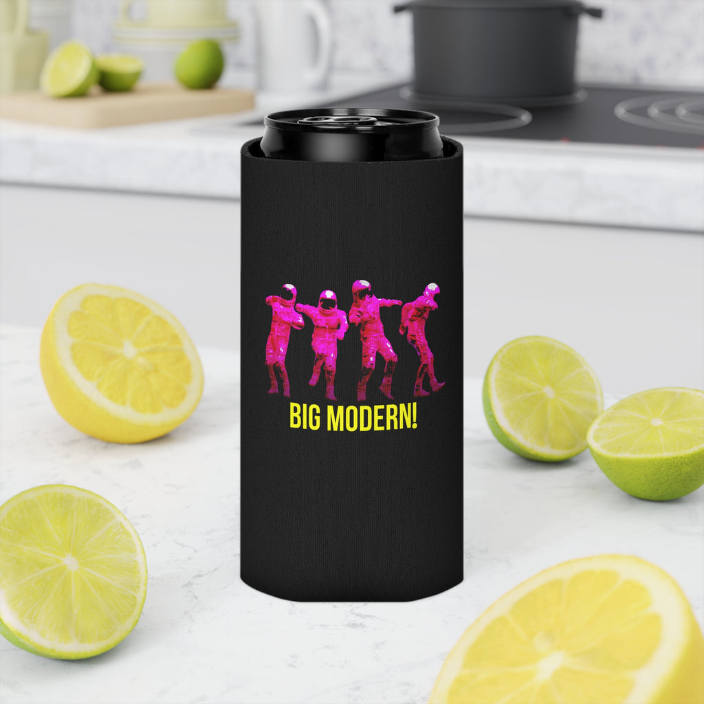 Can Cooler — Retro Neon Astronauts 'BIG MODERN!' Beverage Koozie