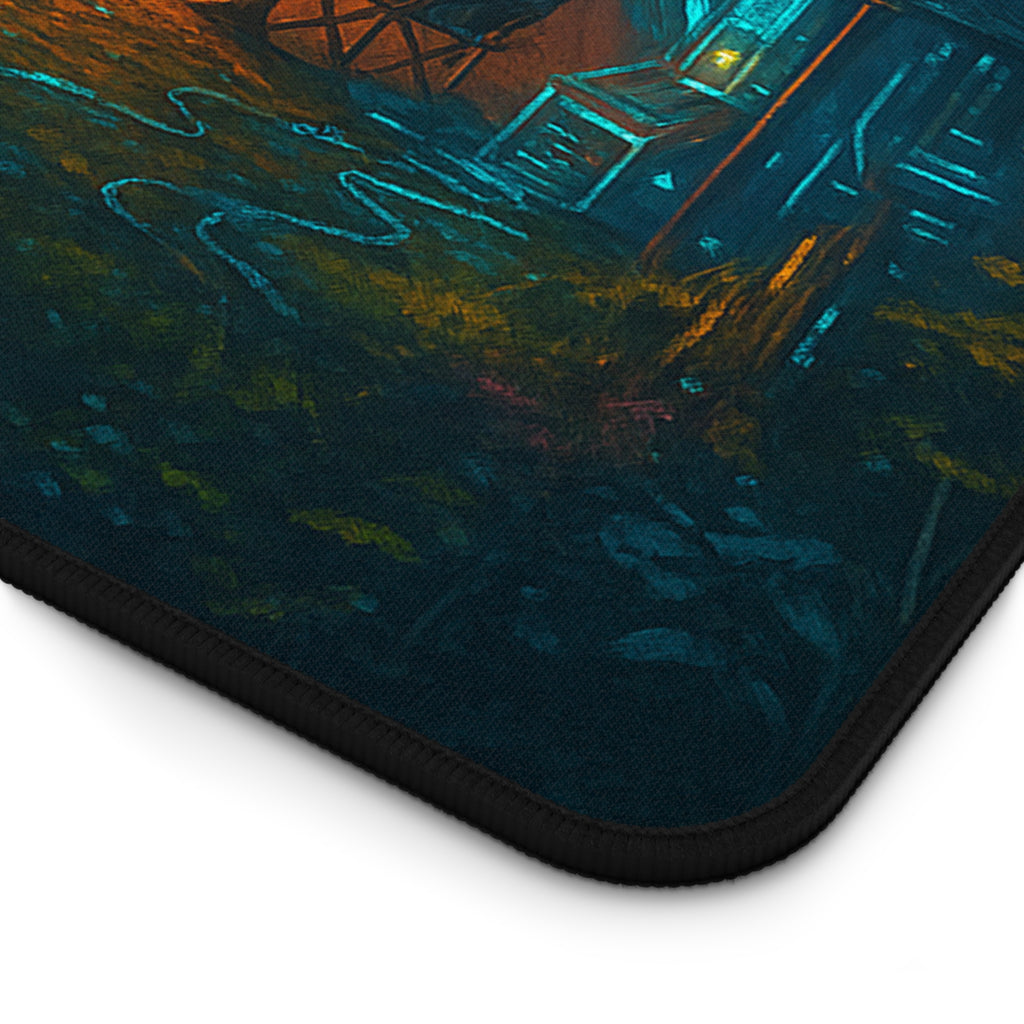 Cyber Ranger Desk Mat — Robot Selfie at Campfire Gaming Mousepad