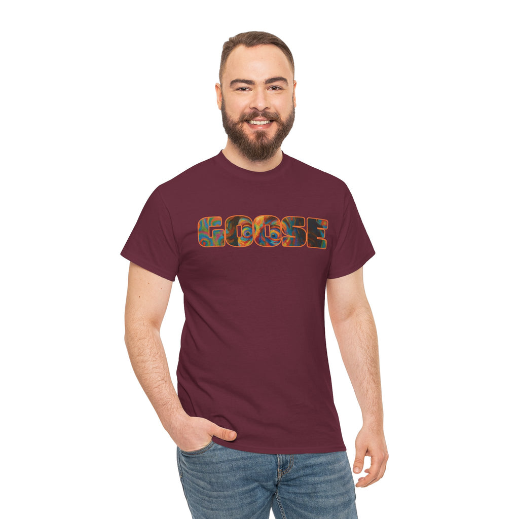 Goose Graphic Tee — Retro Camo Lettering Shirt