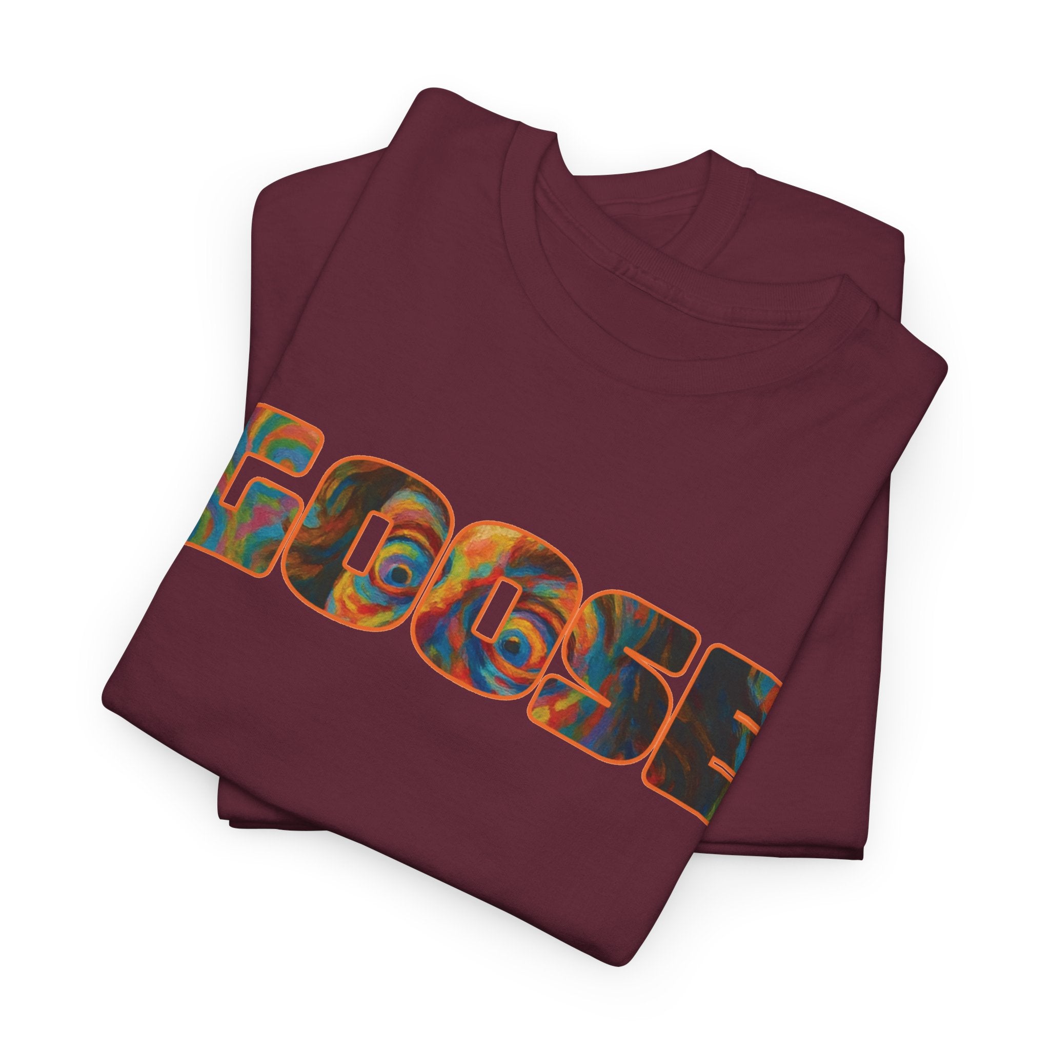 Goose Graphic Tee — Retro Camo Lettering Shirt