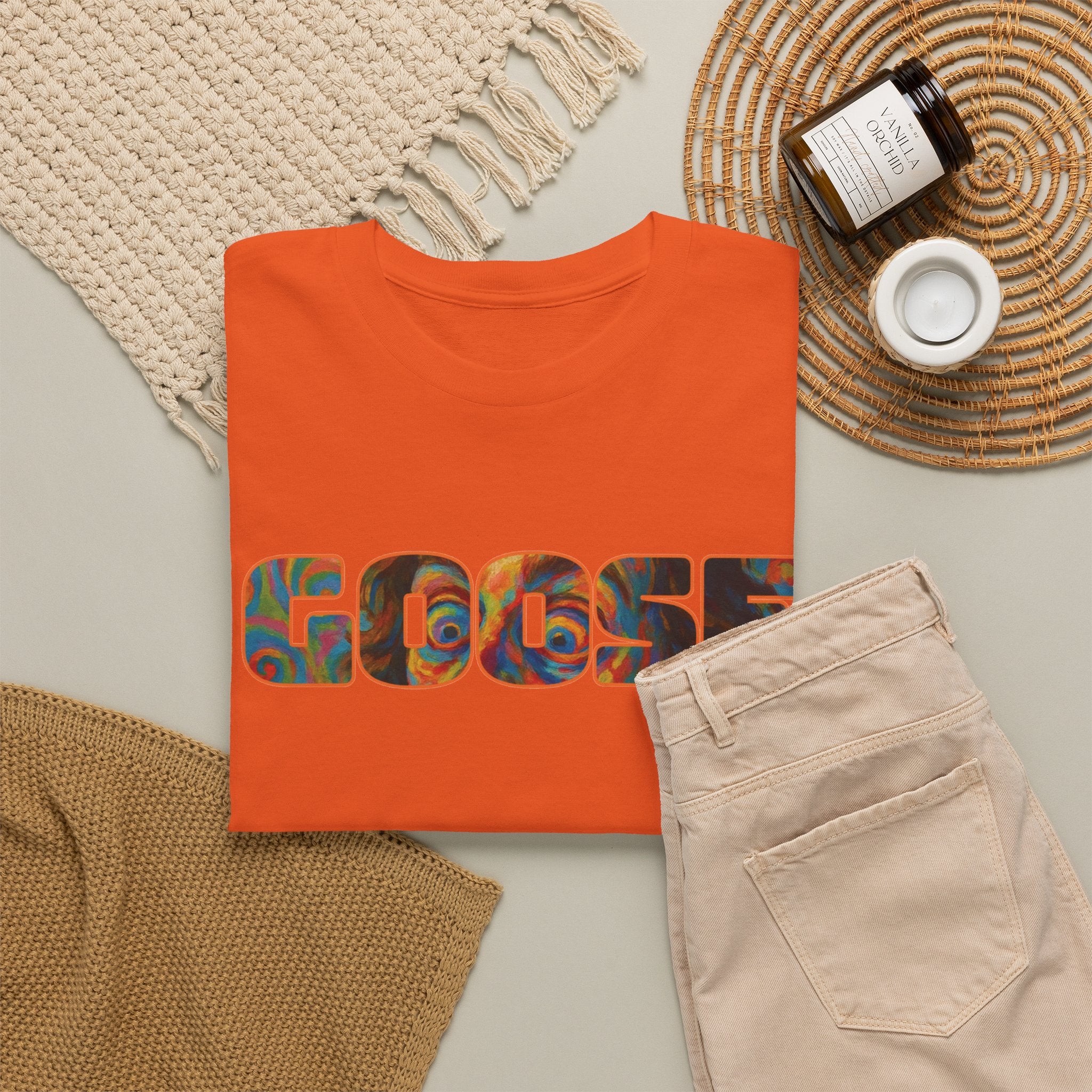 Goose Graphic Tee — Retro Camo Lettering Shirt