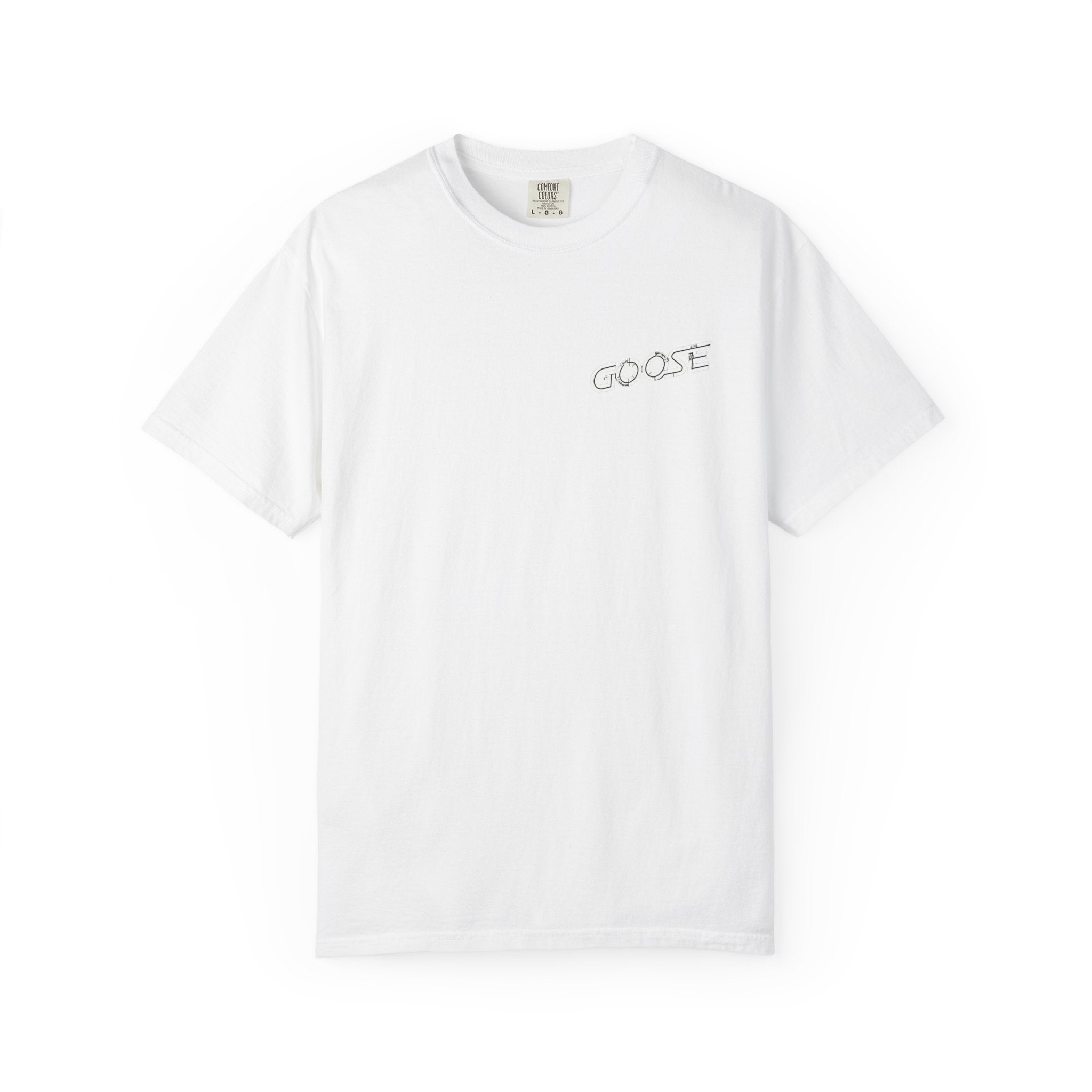 Big Modern Robot Graphic T-Shirt — "GOOSE" Chest Text, Retro Sci‑Fi Back Print