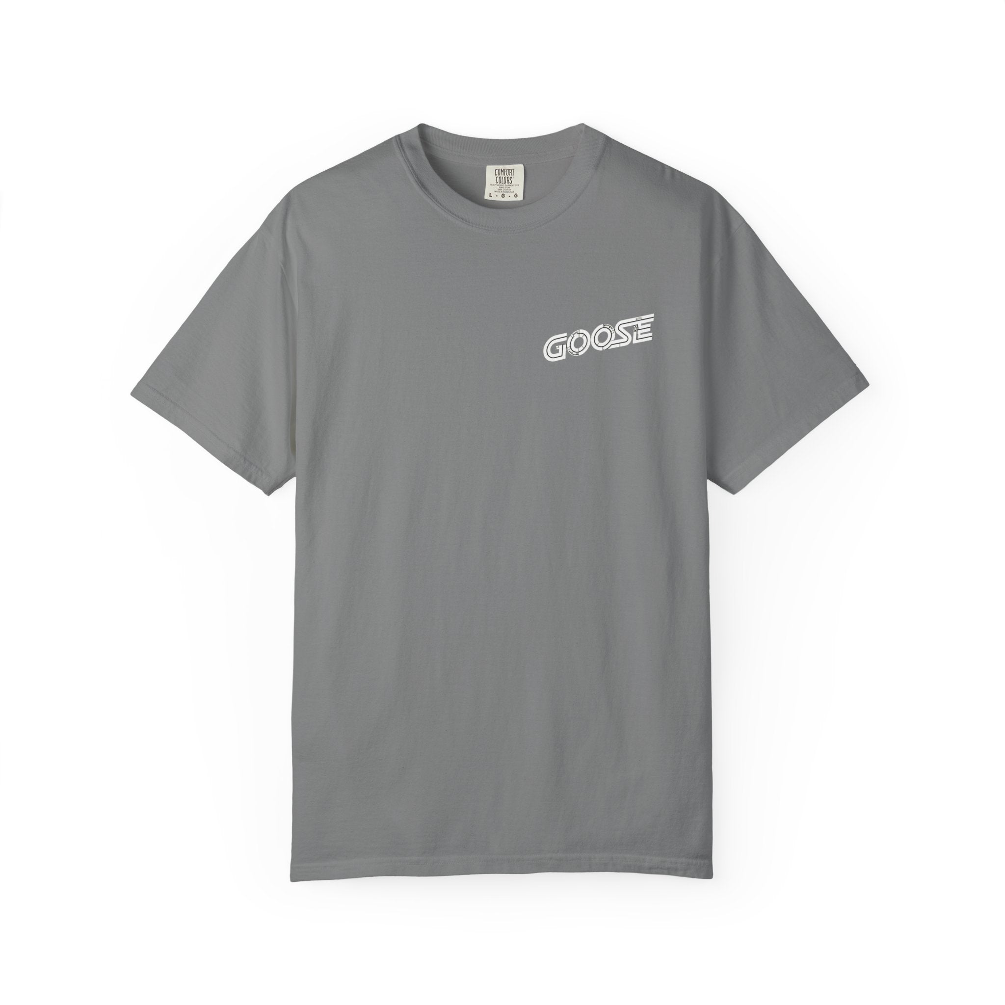 Big Modern Robot Graphic T-Shirt — "GOOSE" Chest Text, Retro Sci‑Fi Back Print