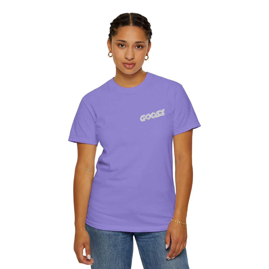 Big Modern Robot Graphic T-Shirt — "GOOSE" Chest Text, Retro Sci‑Fi Back Print