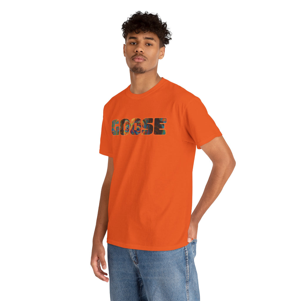 Goose Graphic Tee — Retro Camo Lettering Shirt
