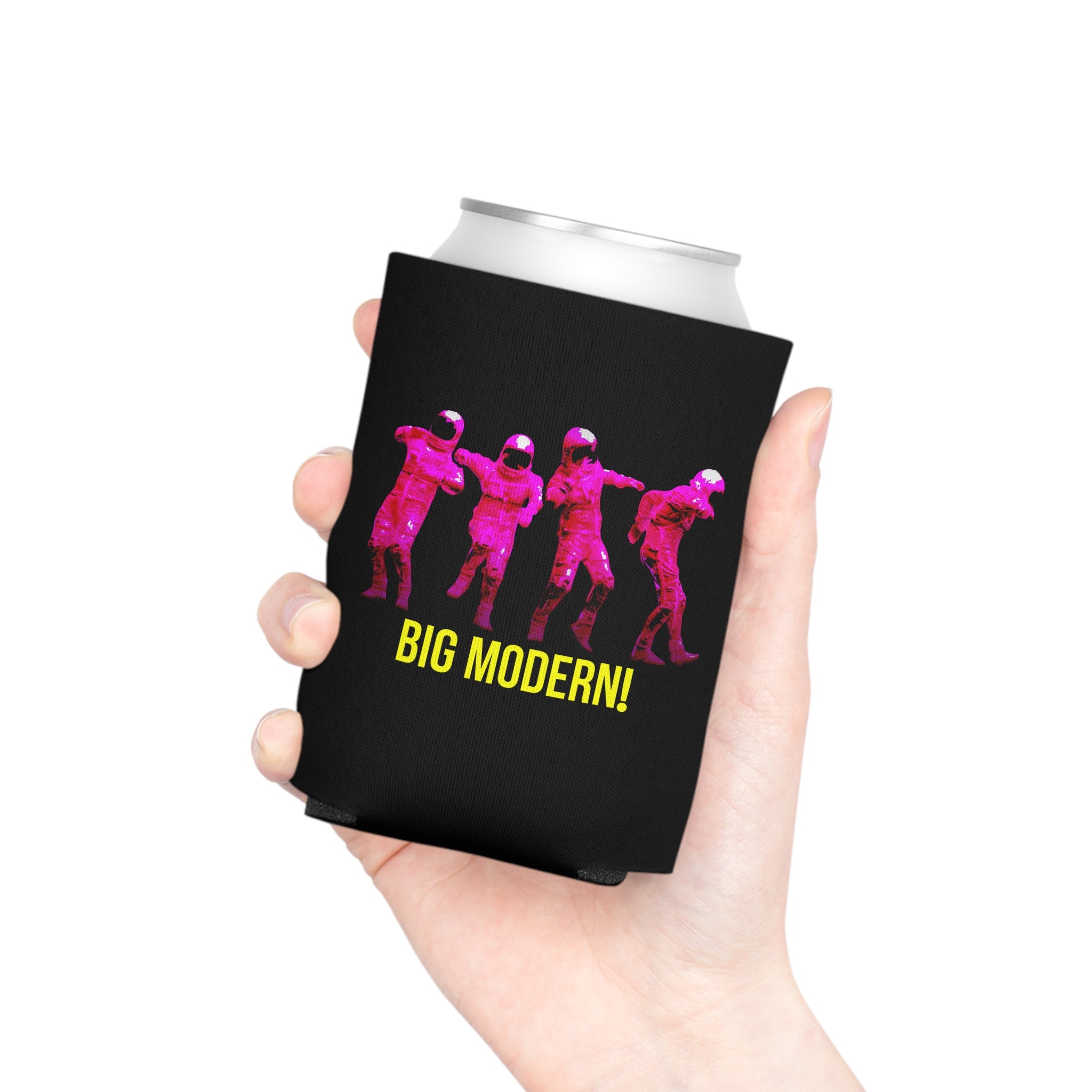 Can Cooler — Retro Neon Astronauts 'BIG MODERN!' Beverage Koozie