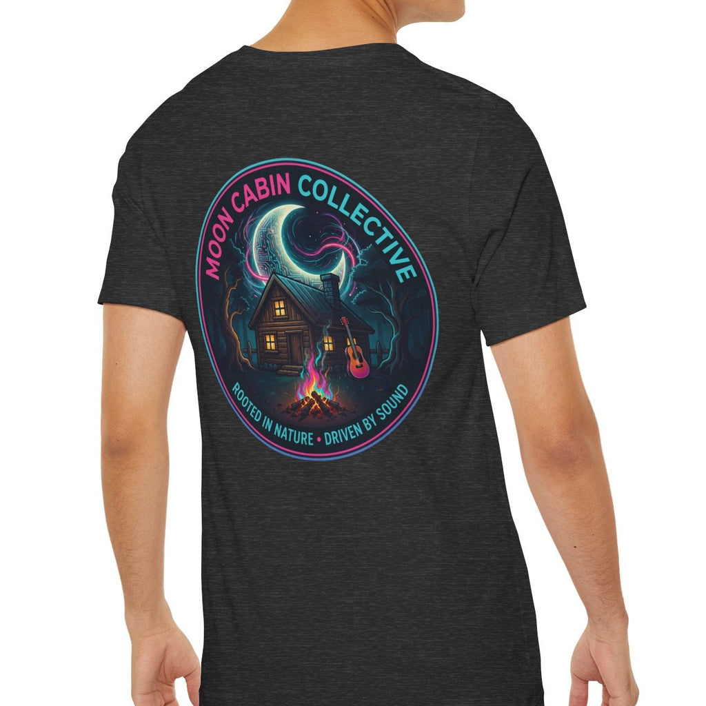 Moon Cabin Collective T-Shirt — Moonlit Cabin Graphic Tee ("Rooted in Nature • Driven by Sound")