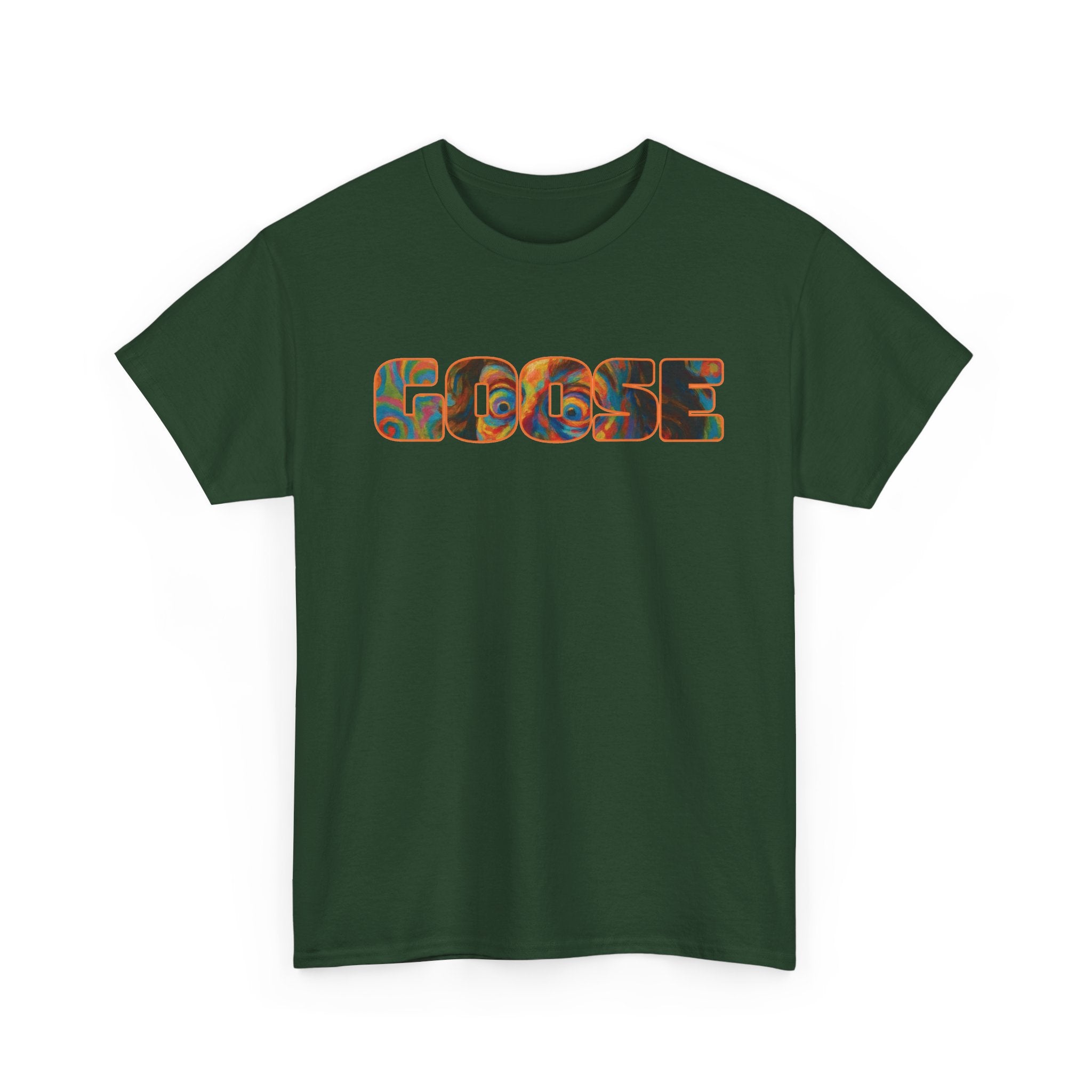 Goose Graphic Tee — Retro Camo Lettering Shirt