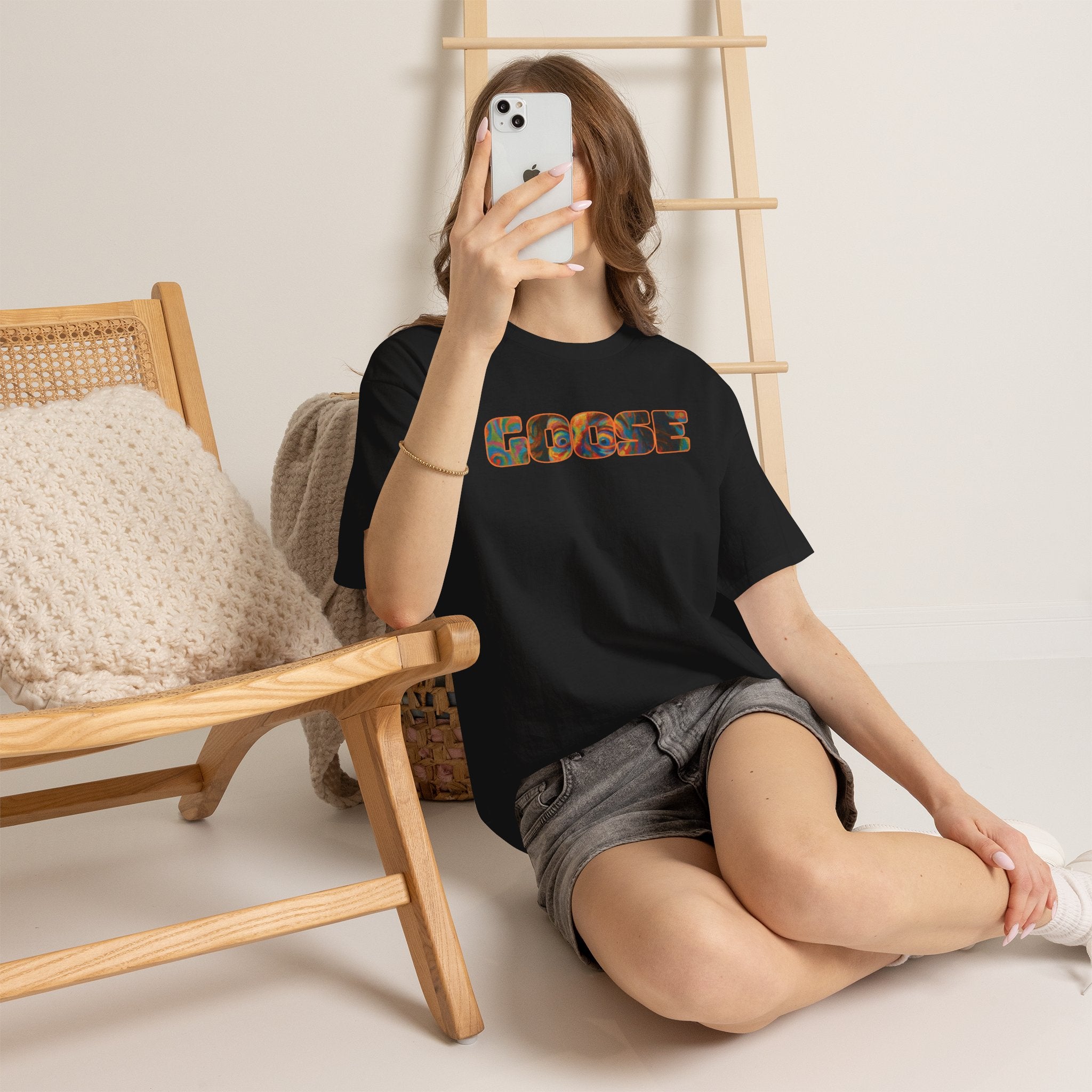 Goose Graphic Tee — Retro Camo Lettering Shirt