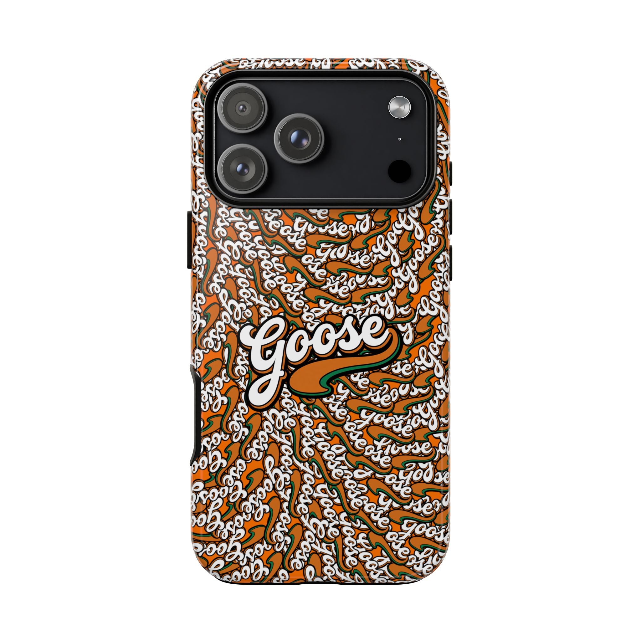 Phone Case - Orange 'Goose' Script Pattern Protective Cover