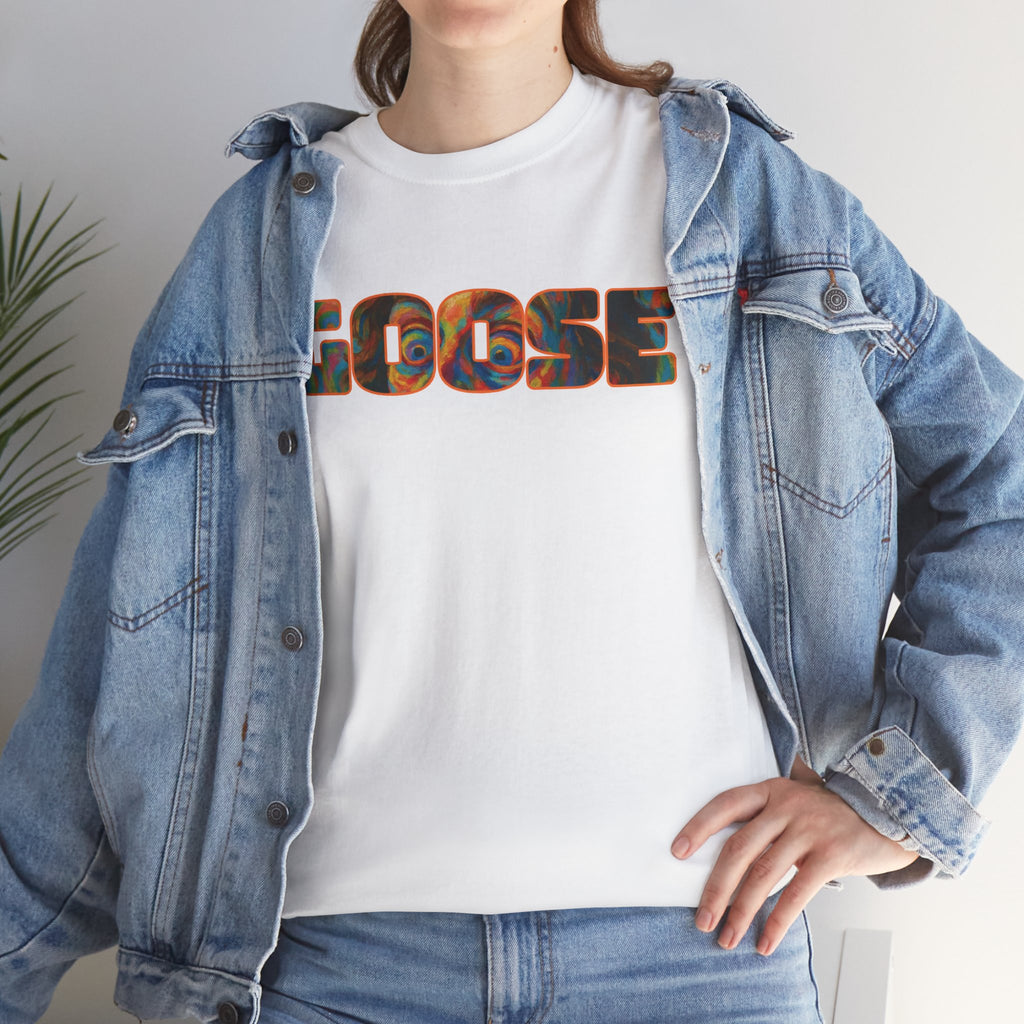 Goose Graphic Tee — Retro Camo Lettering Shirt