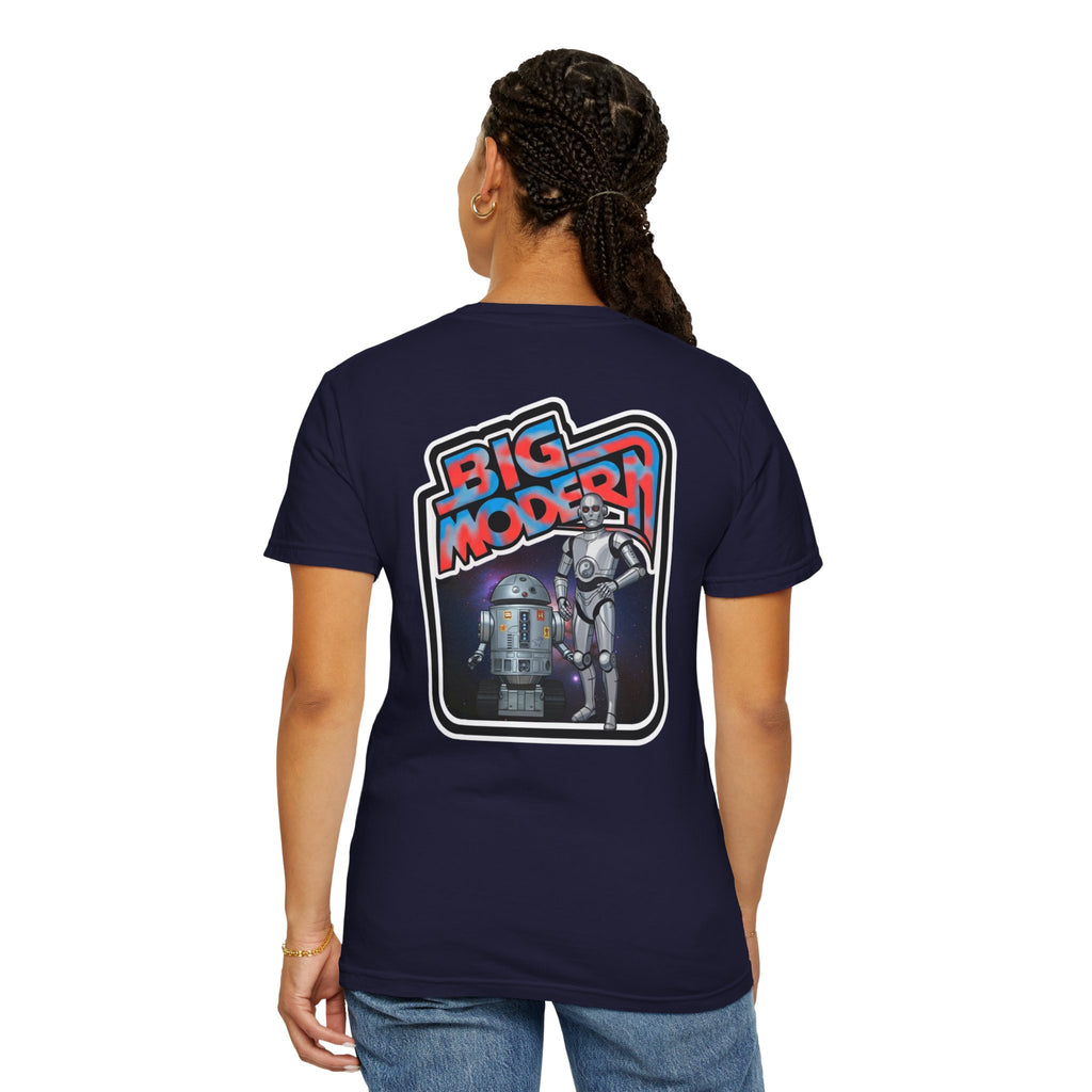 Big Modern Robot Graphic T-Shirt — "GOOSE" Chest Text, Retro Sci‑Fi Back Print