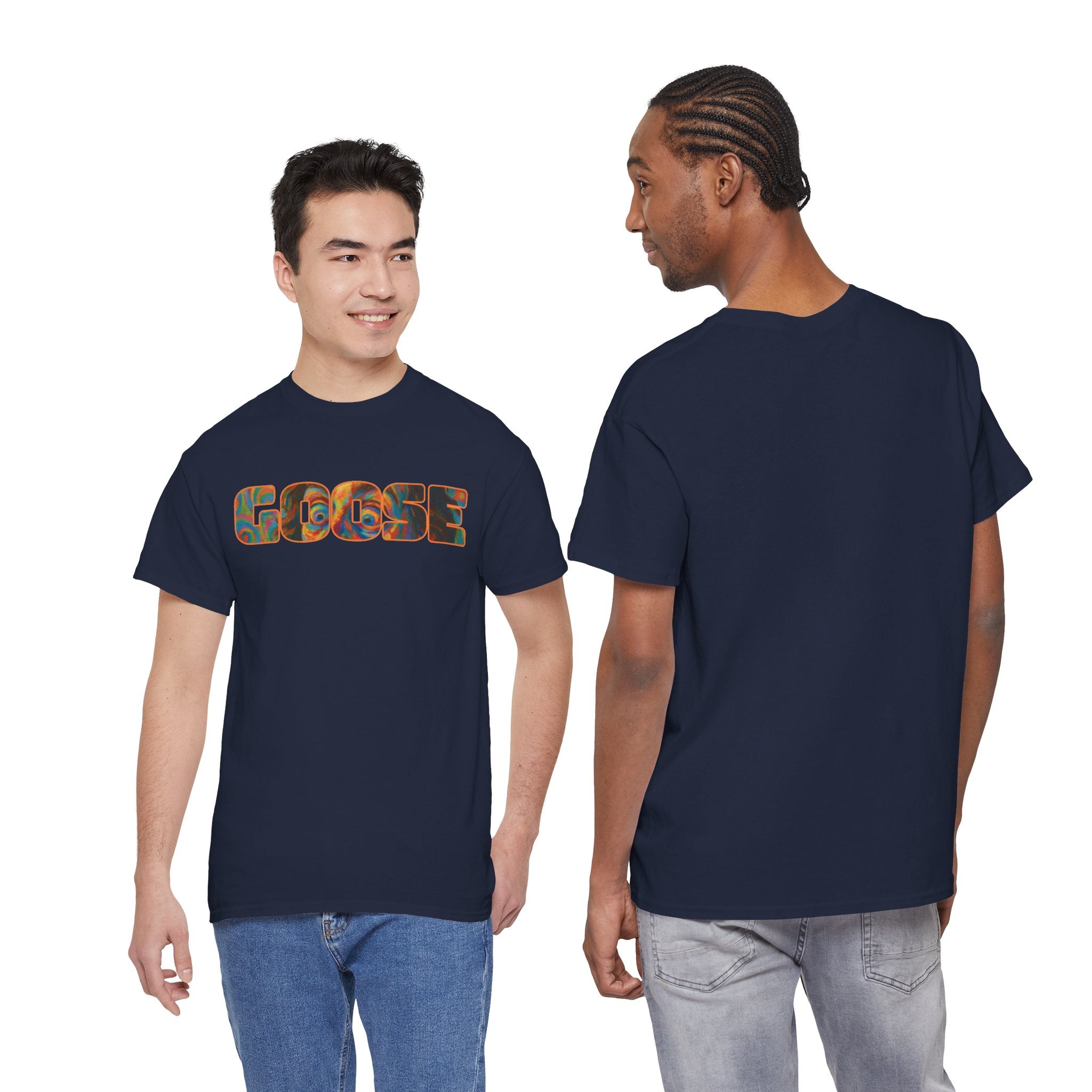 Goose Graphic Tee — Retro Camo Lettering Shirt